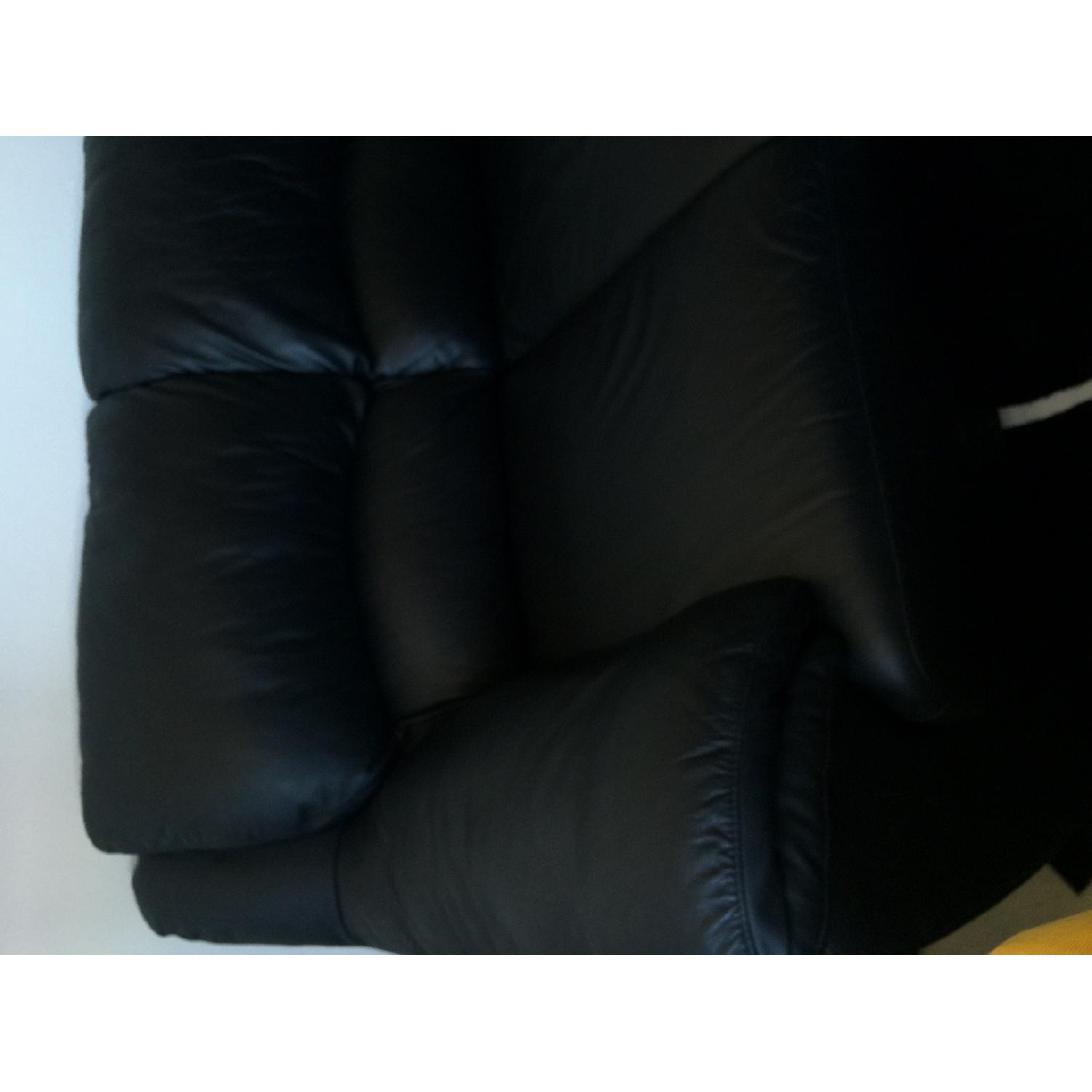 Raymour & Flanigan Black Leather 3 Cushion Sofa - image-2