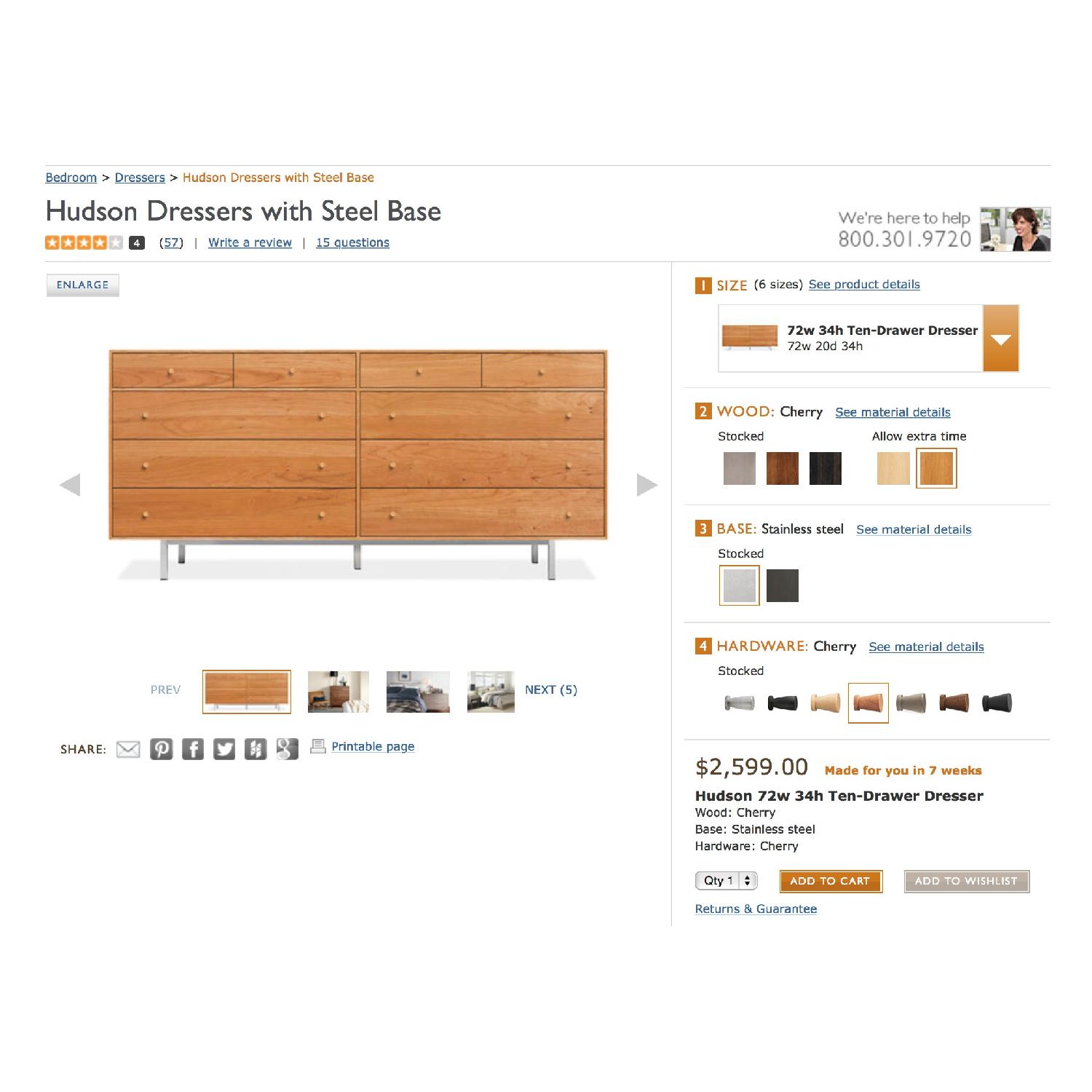Room & Board Hudson 10 Drawer Dresser In Cherry - image-4