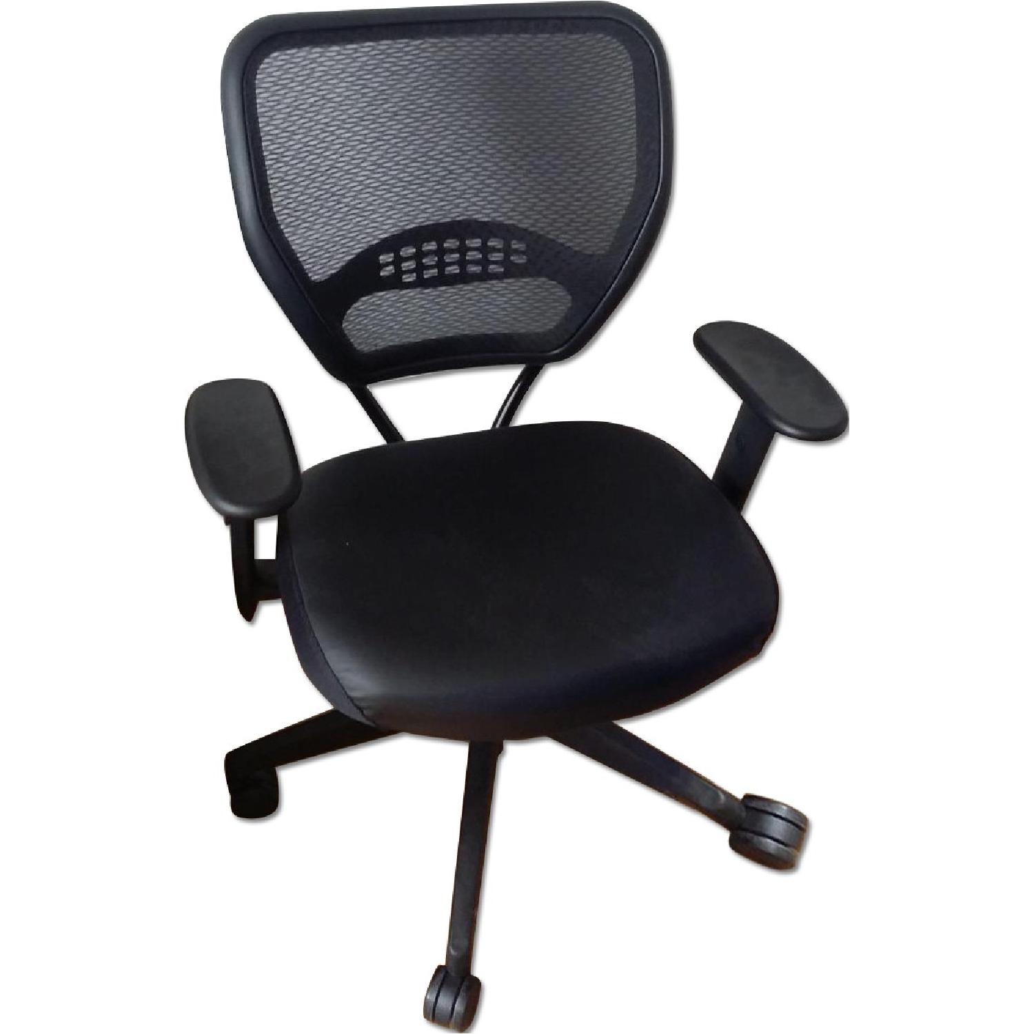 Office Star Managers Chair w/ Dark Air Grid Back & Black Eco Leather