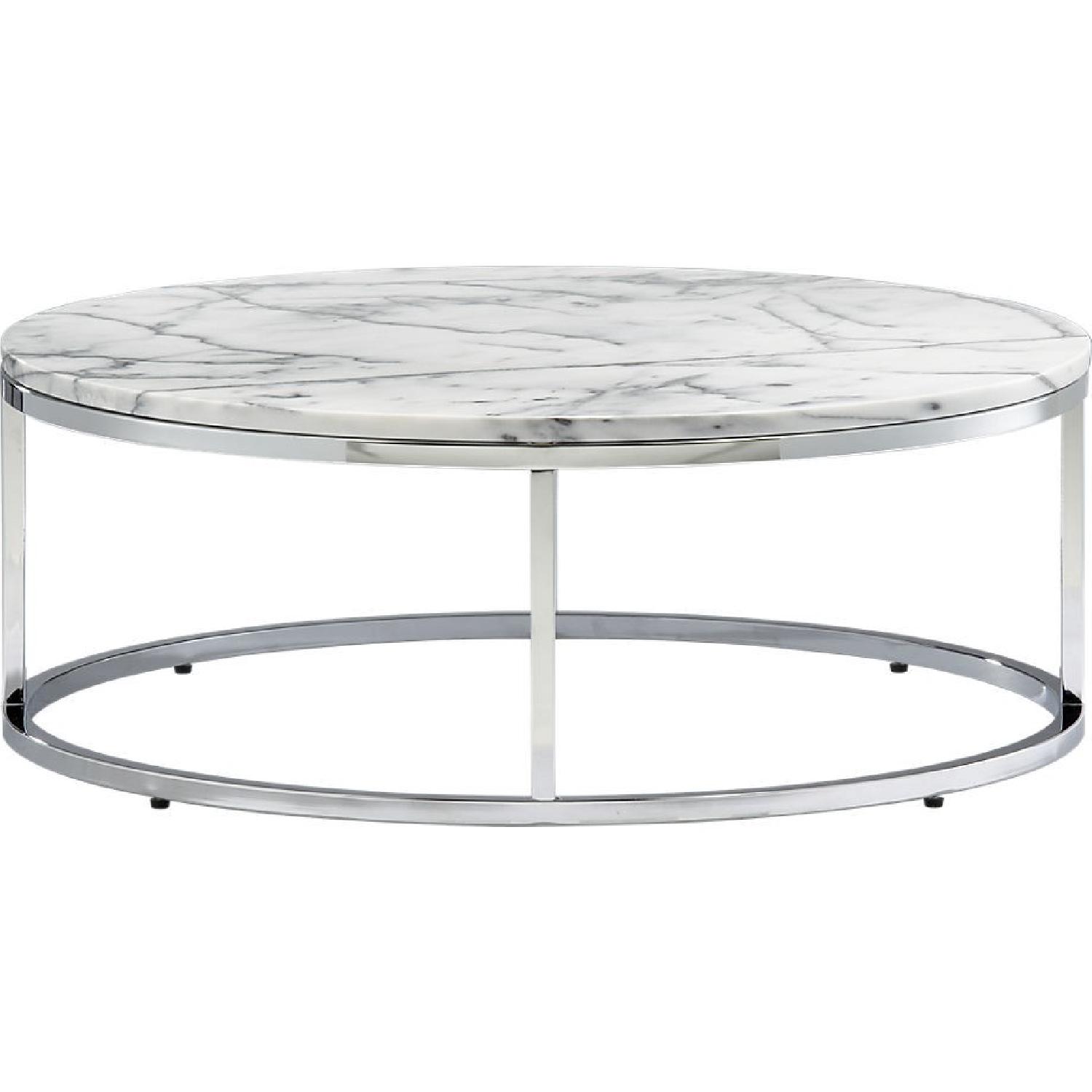 CB2 Round Marble Top Coffee Table AptDeco
