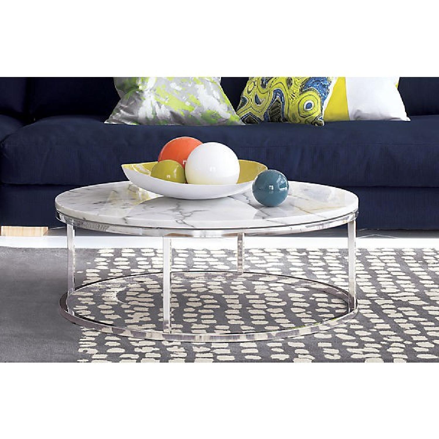 CB2 Round Marble Top Coffee Table - image-2