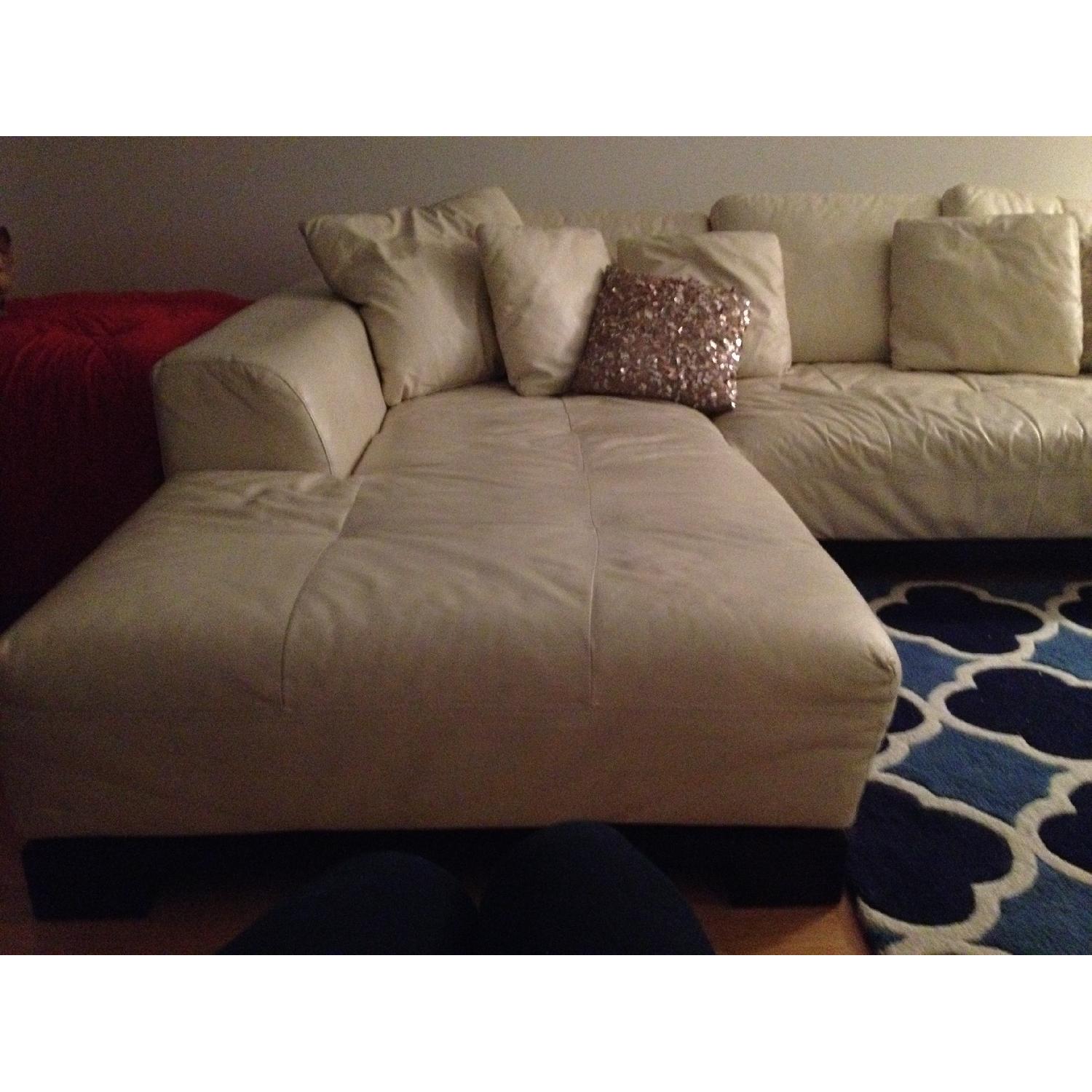 Z' Gallerie Off White Leather Sofa with Chaise - image-1