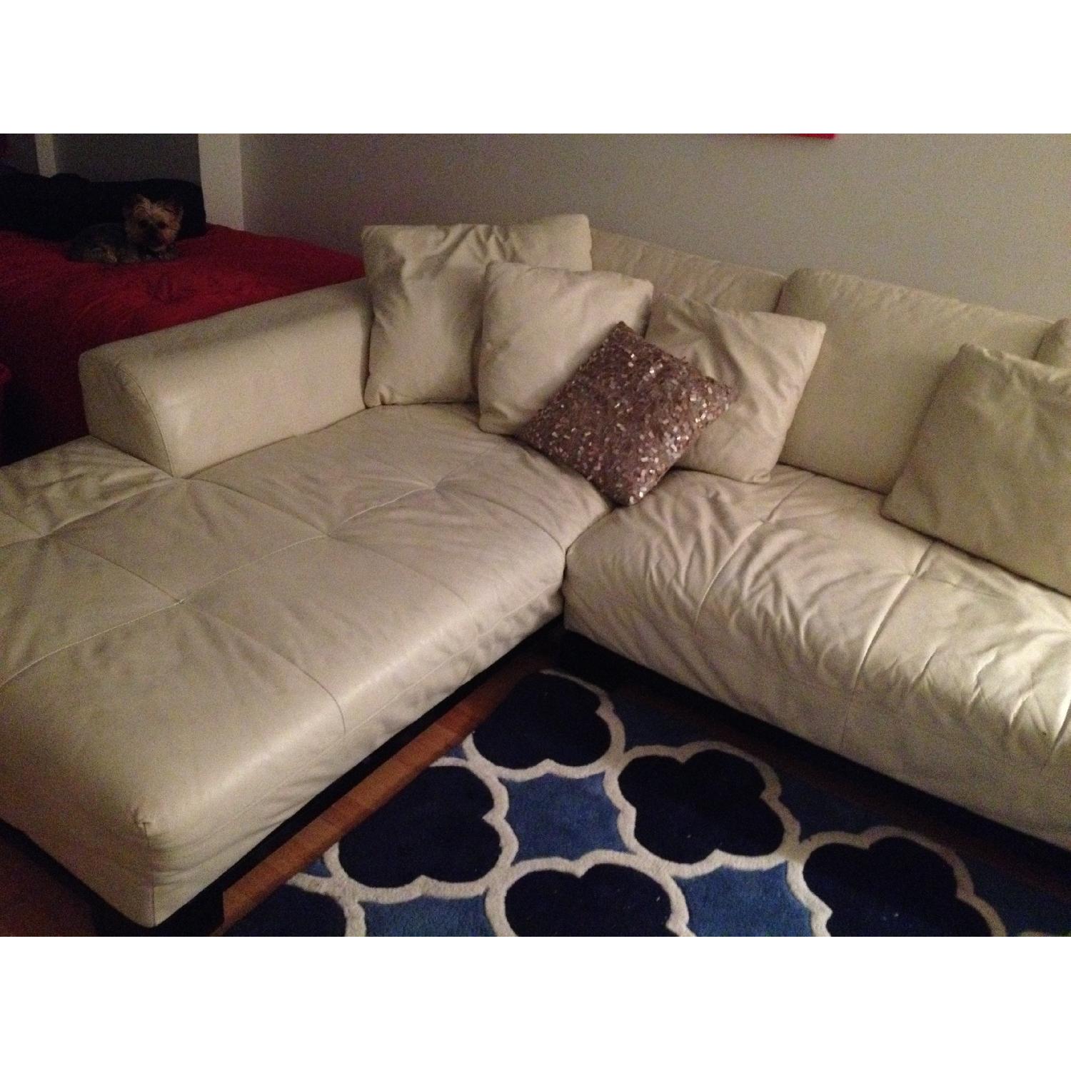 Z' Gallerie Off White Leather Sofa with Chaise - image-3