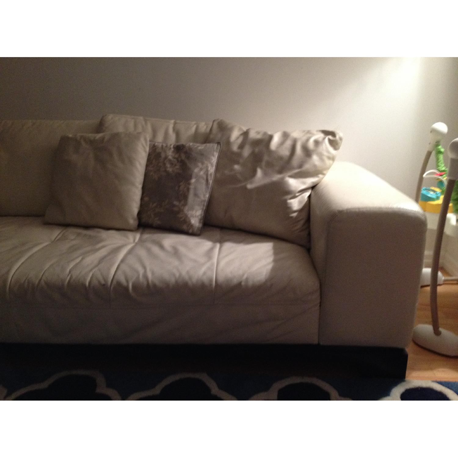 Z' Gallerie Off White Leather Sofa with Chaise - image-4