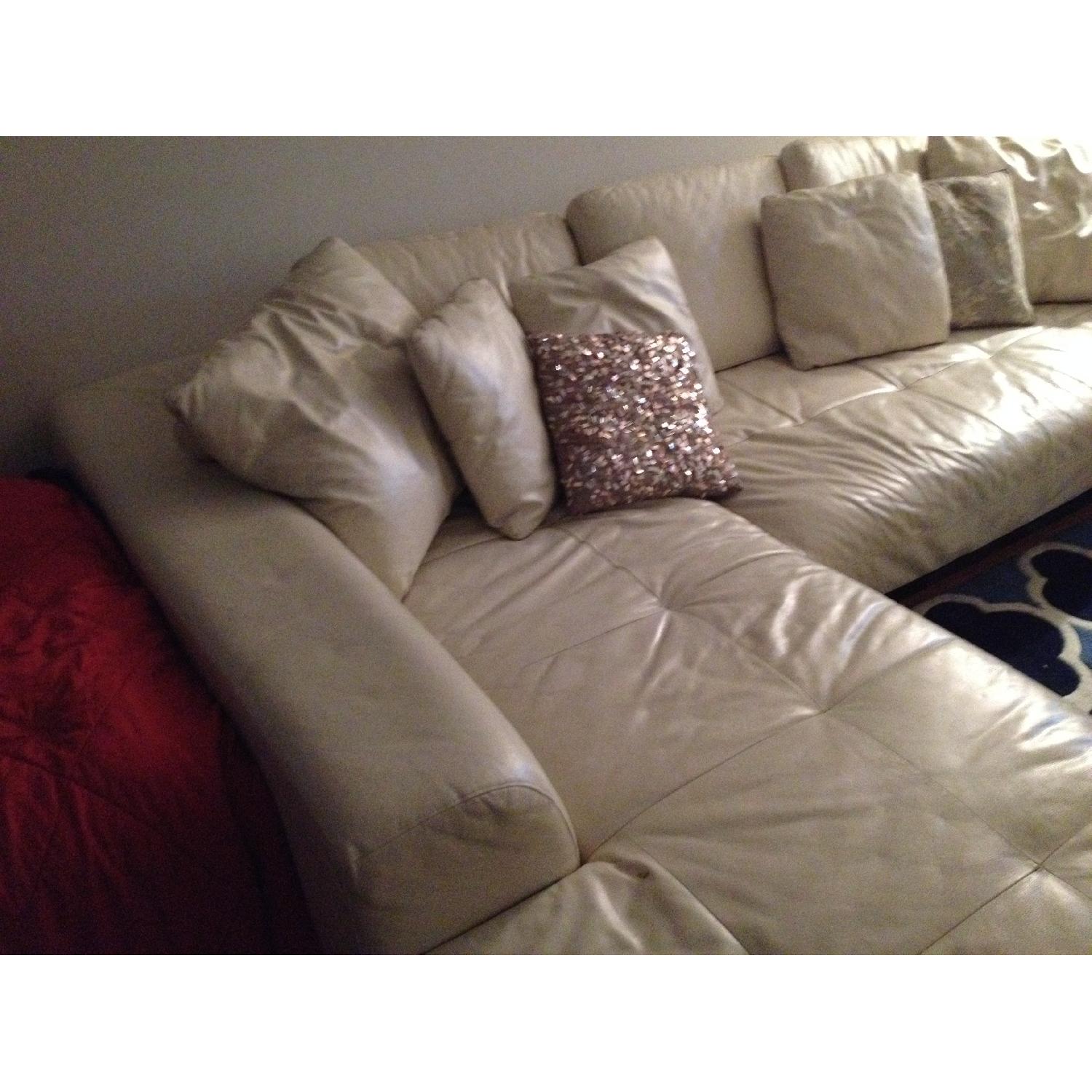 Z' Gallerie Off White Leather Sofa with Chaise - image-6