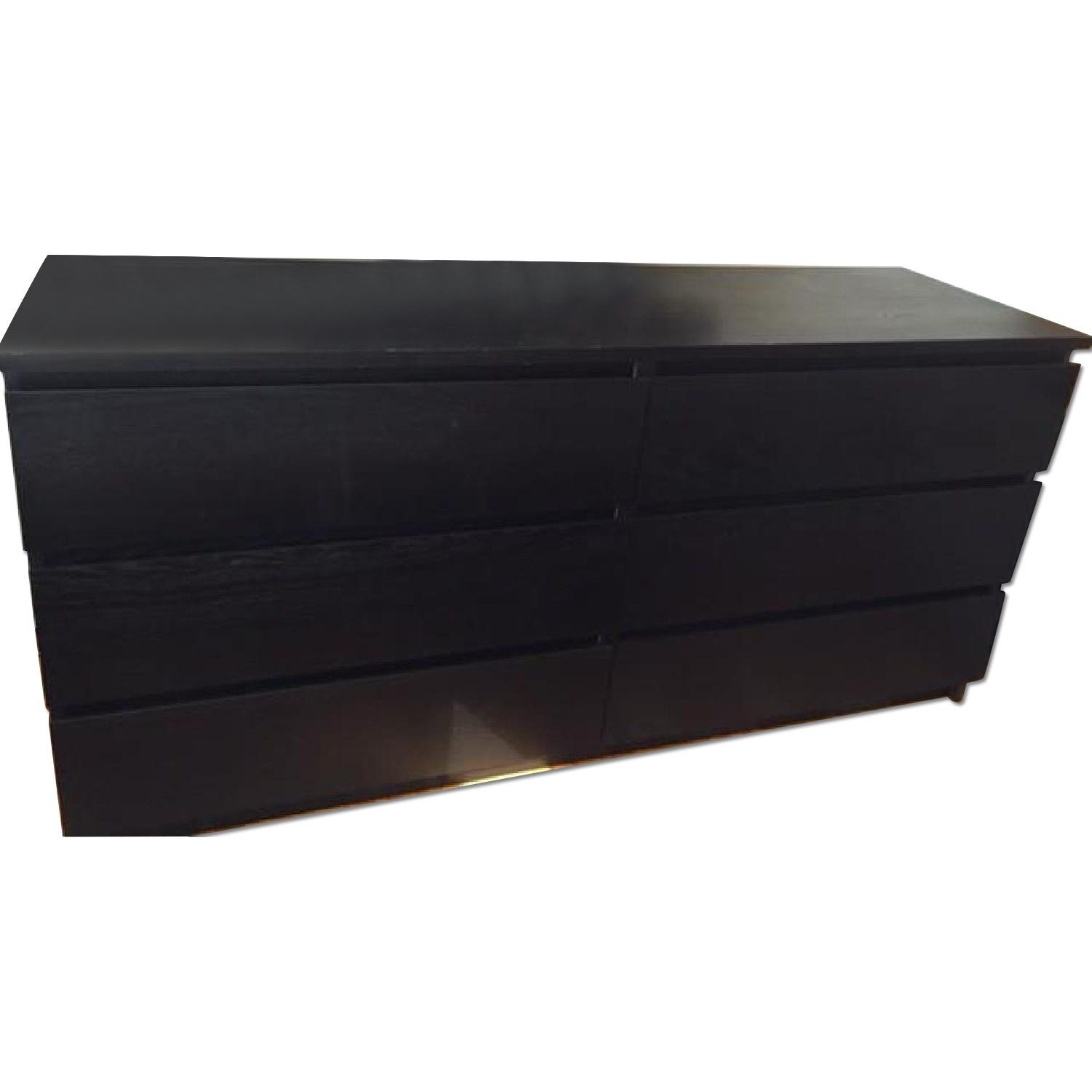 Ikea Malm Black 6 Drawer Dresser - image-0