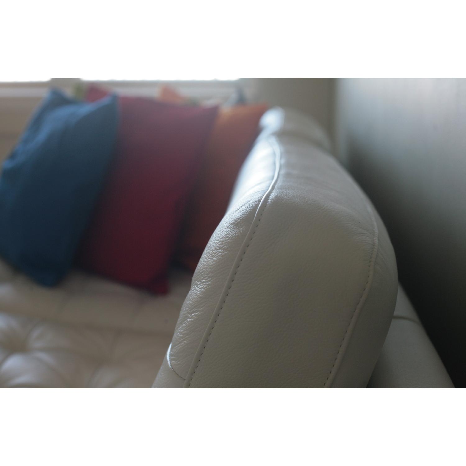 Ikea Karlstad White Leather Couch & Ottoman - image-2