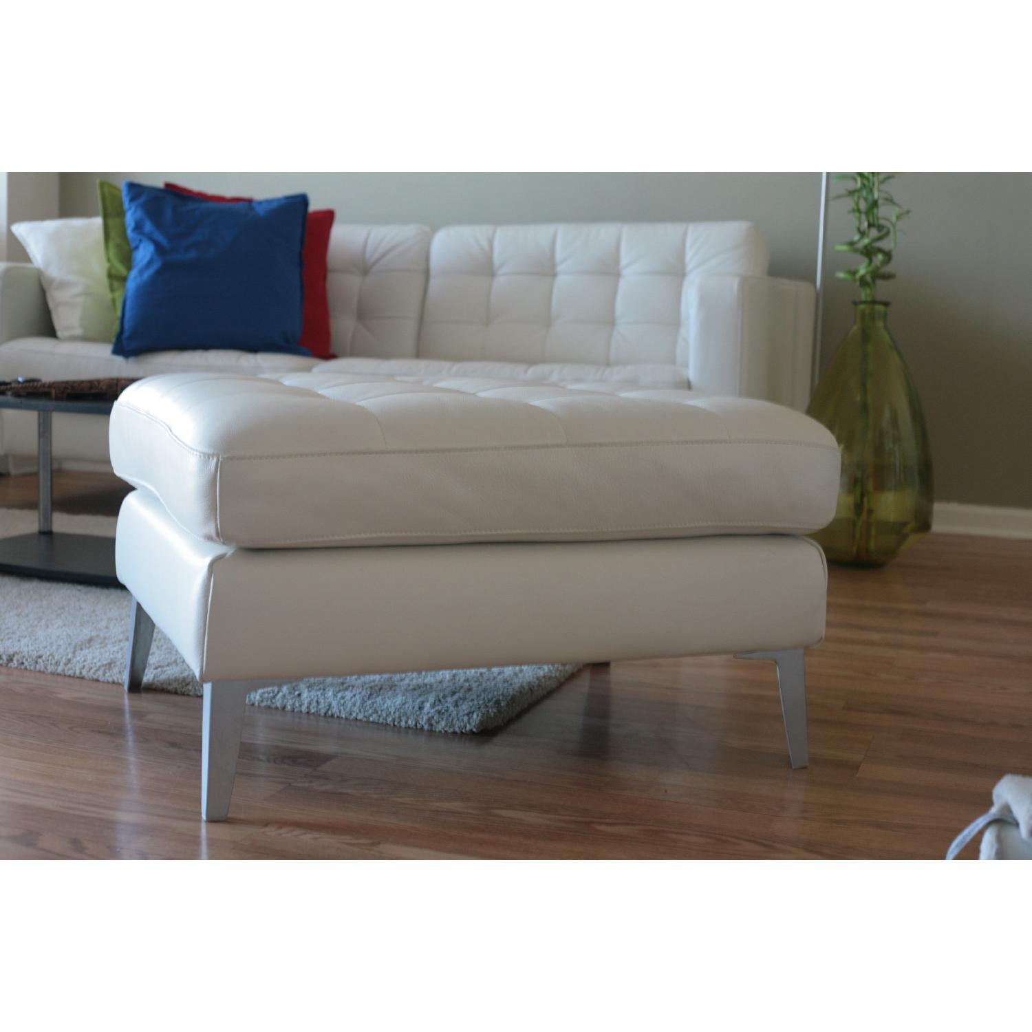Ikea Karlstad White Leather Couch & Ottoman - image-4