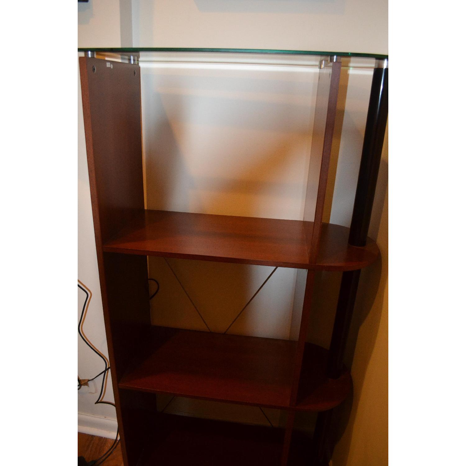Staples Wooden Bookshelf w/ Glass Top Finishing - image-3