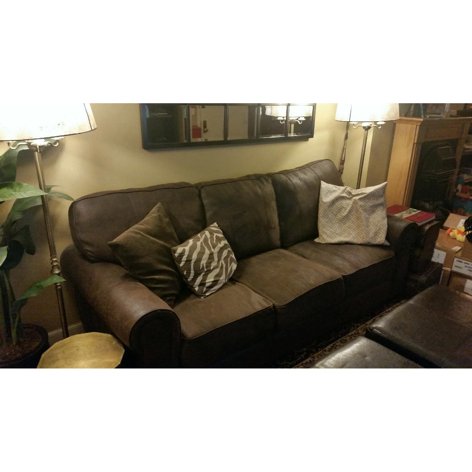 Brown Microsuede Sofa - image-1