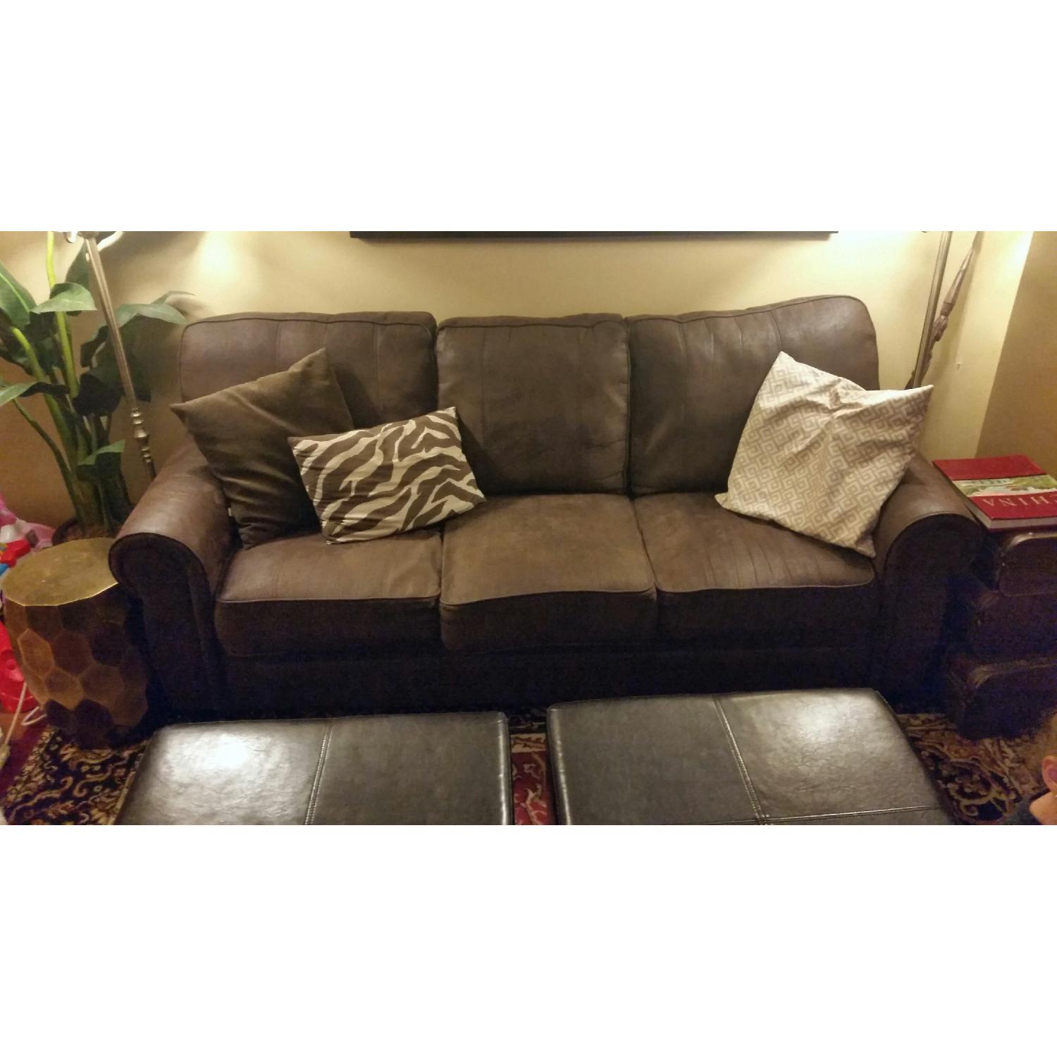 Brown Microsuede Sofa - image-2