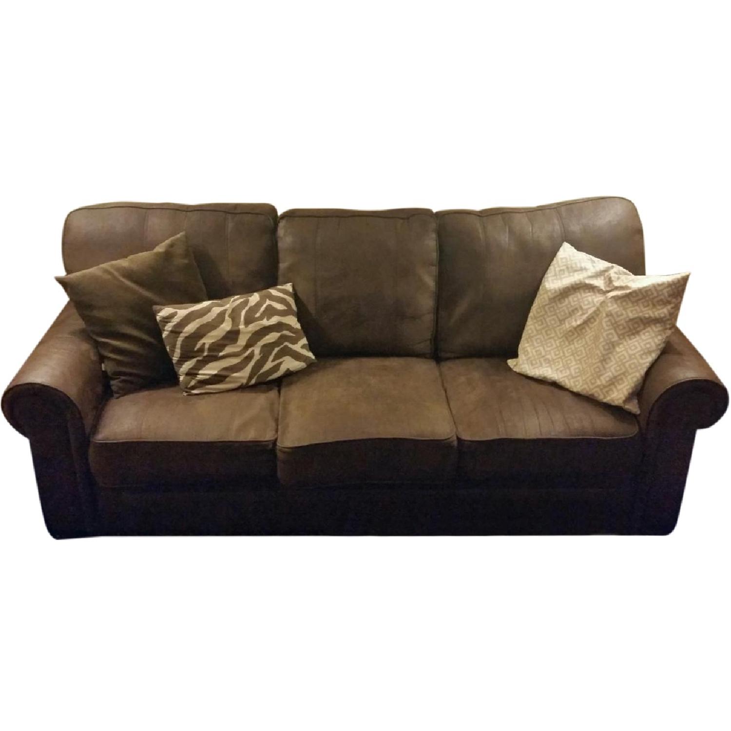 Brown Microsuede Sofa - image-0