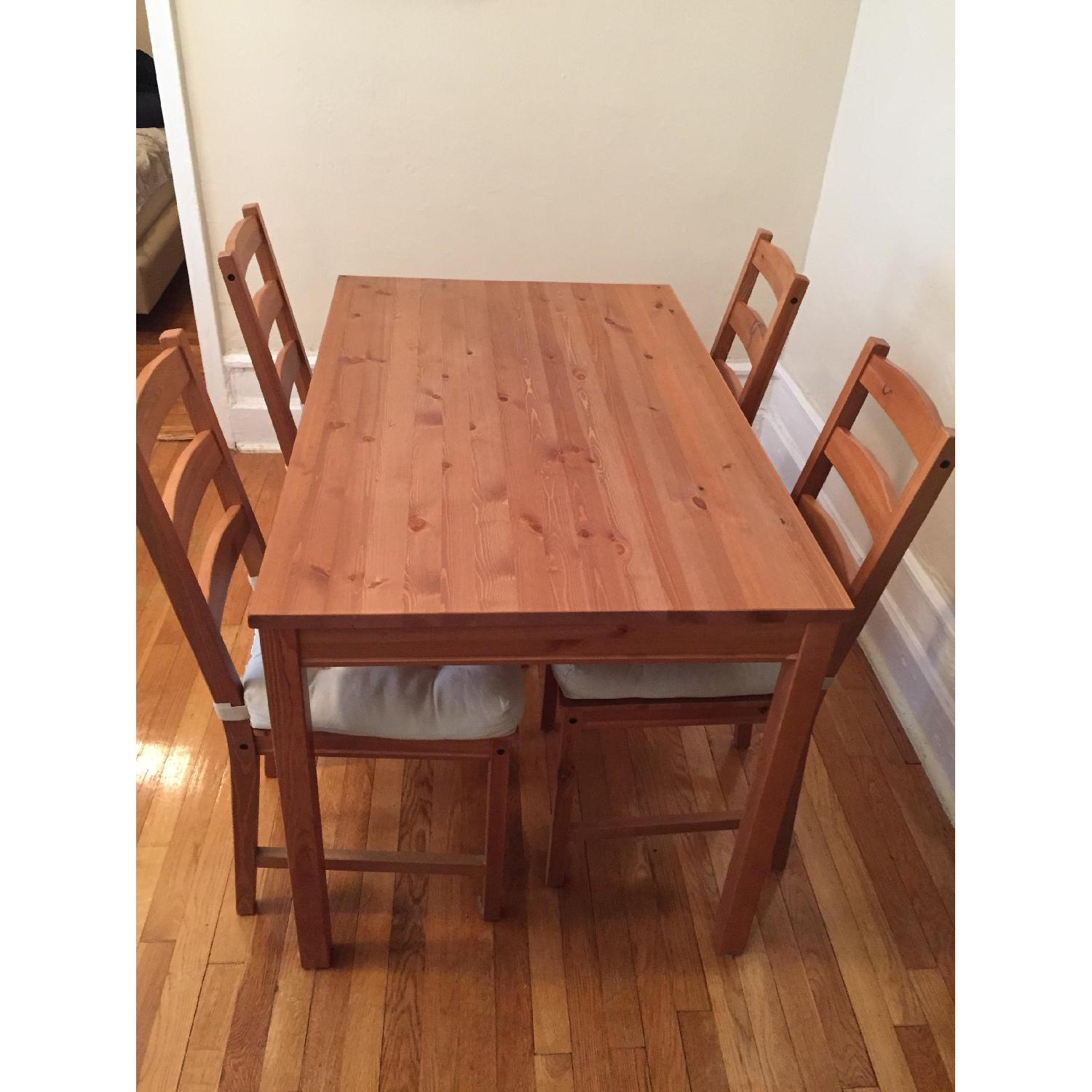 Ikea Solid Pine Wood Table w/ 4 Chairs - image-1