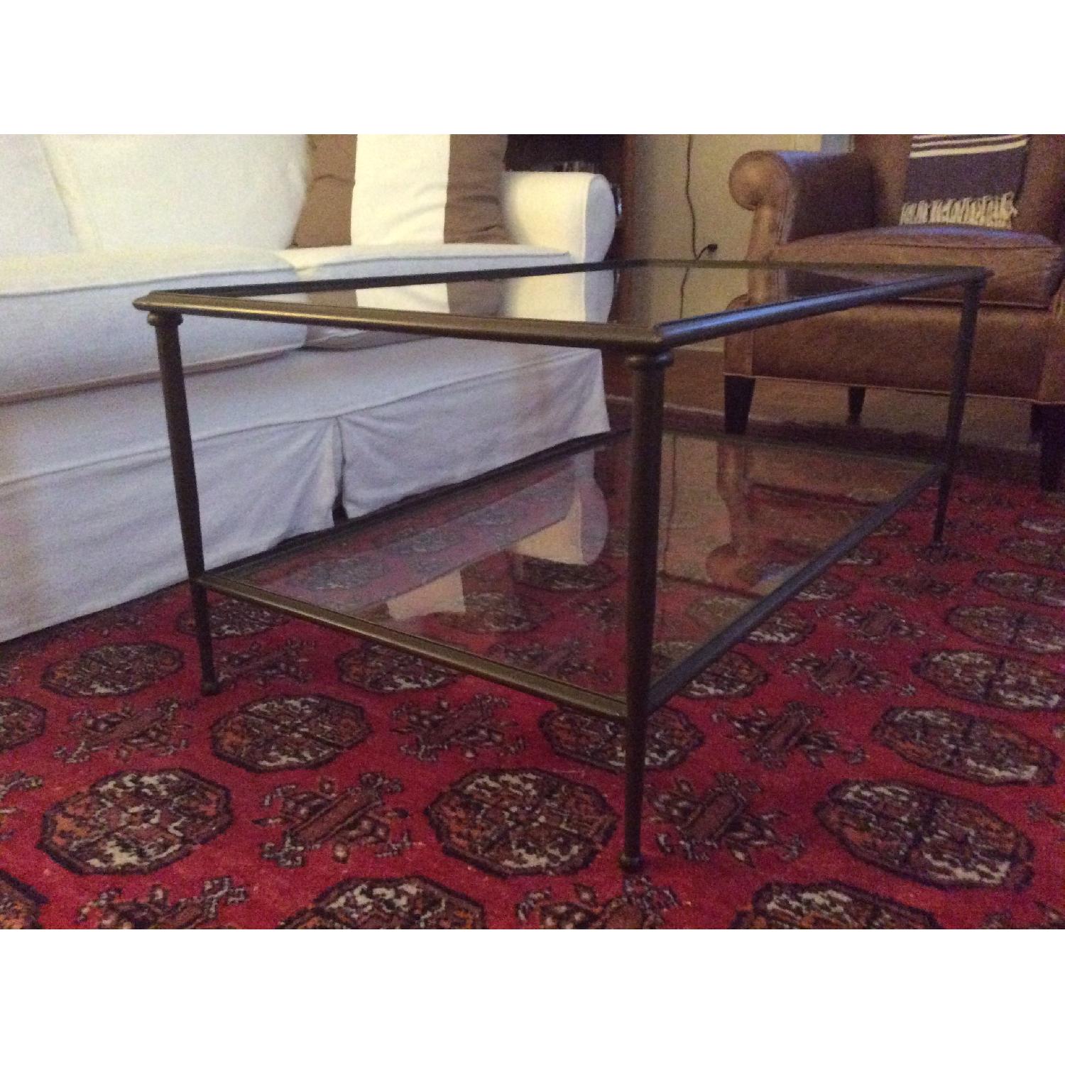 Crate & Barrel Glass and Metal 2-Shelf Coffee Table - image-4