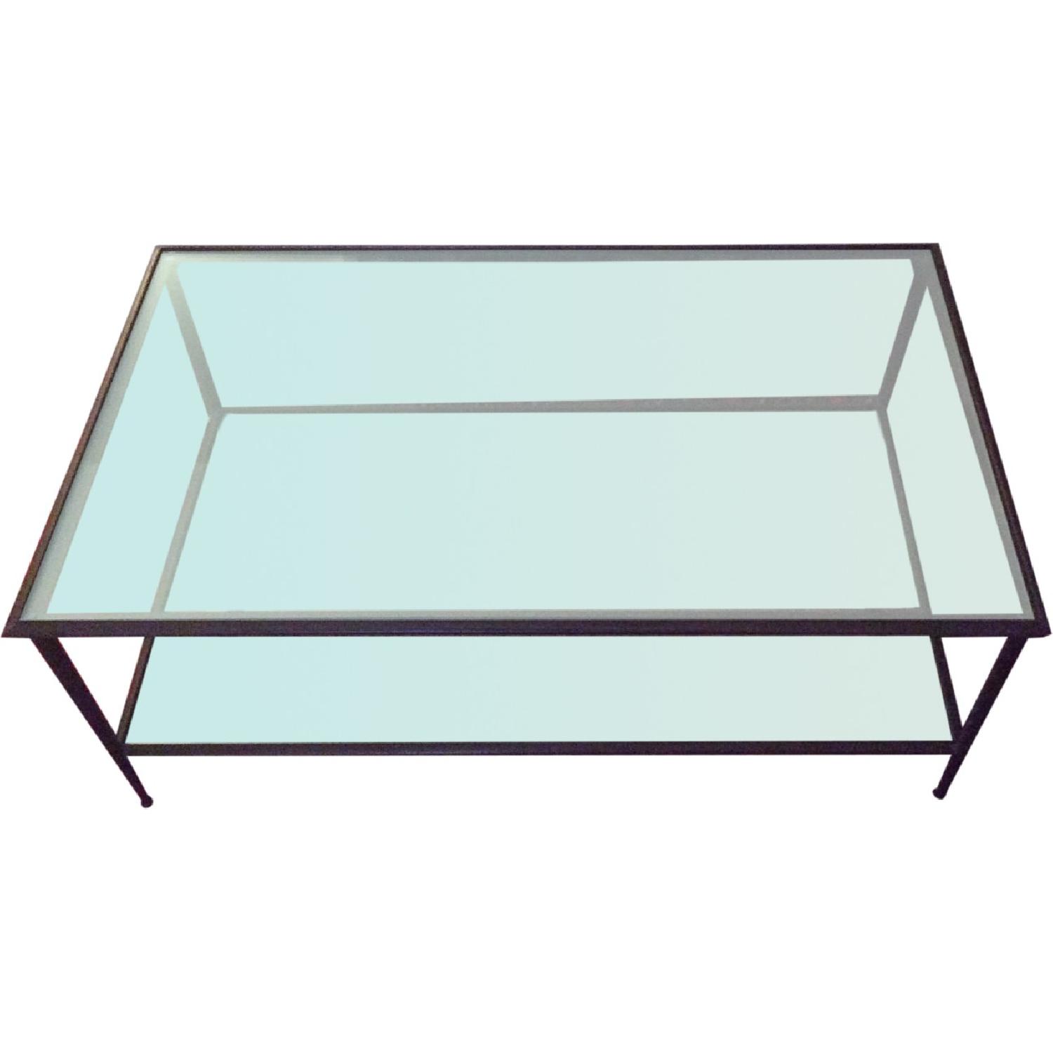 Crate & Barrel Glass and Metal 2-Shelf Coffee Table - image-0