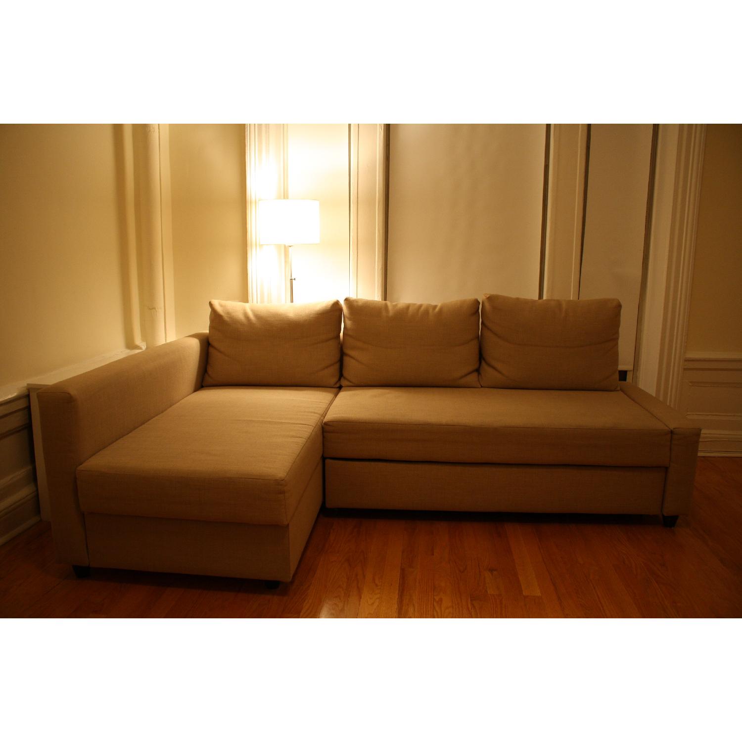 Ikea Beige Corner Sofa Bed - image-1