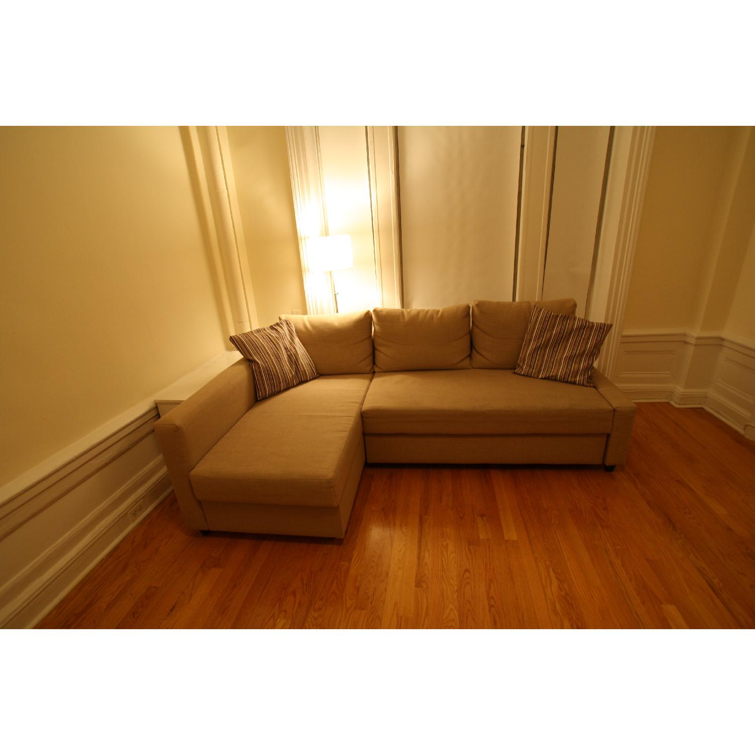 Ikea Beige Corner Sofa Bed - image-5