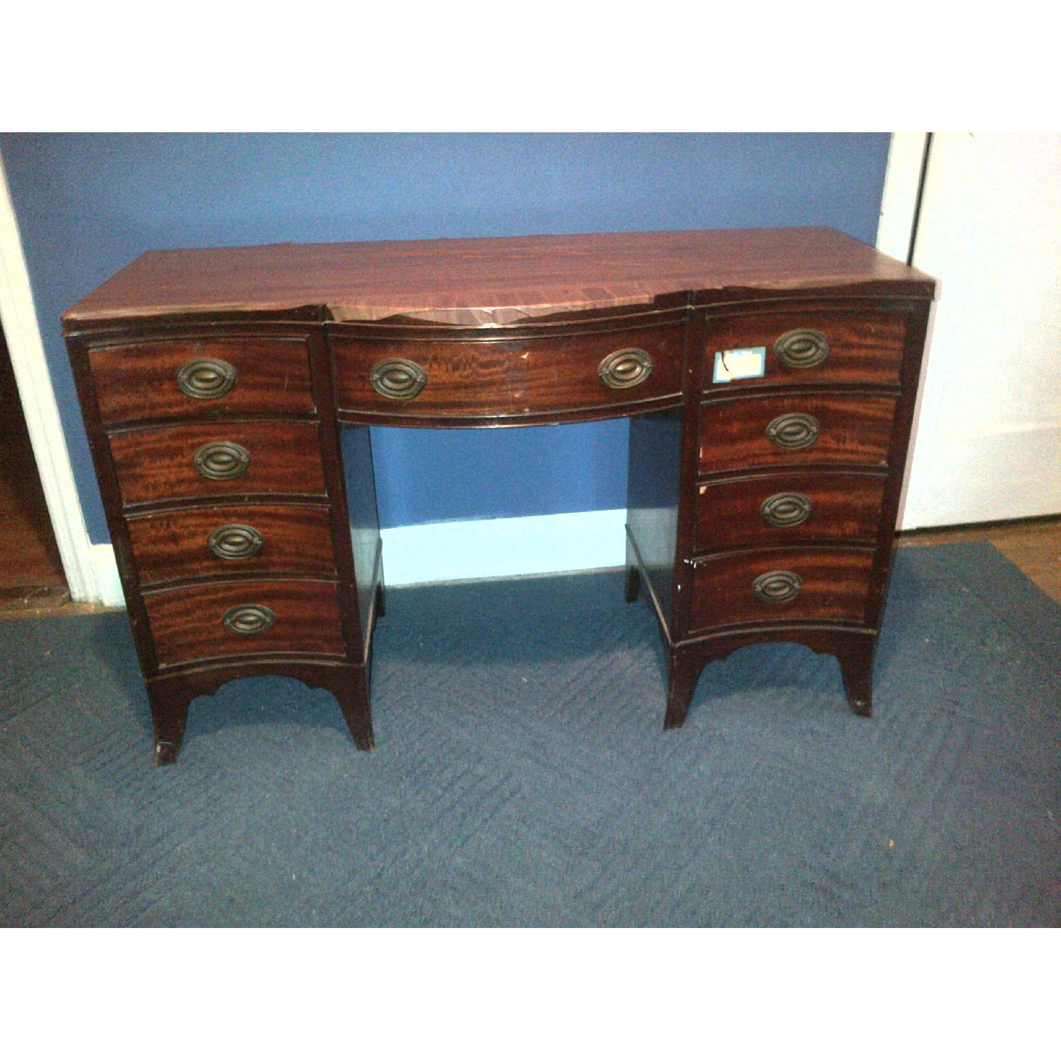Vintage Wood 9-Drawer Desk - image-8