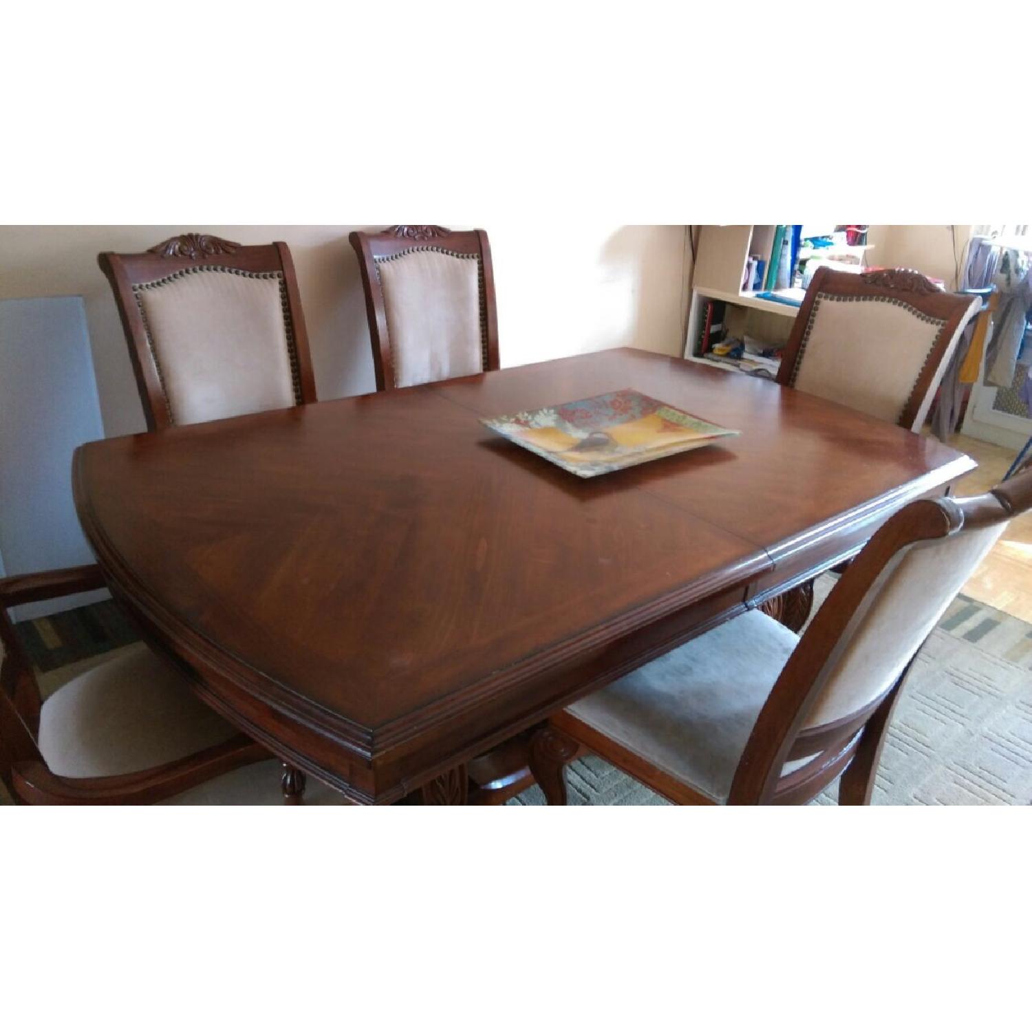 Levitz Furniture Oak Wood Dining Table w/ 6 Chairs - image-3