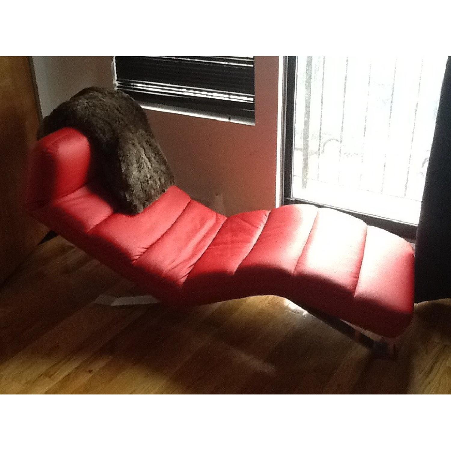 Red Leather Lounge Chair - image-1