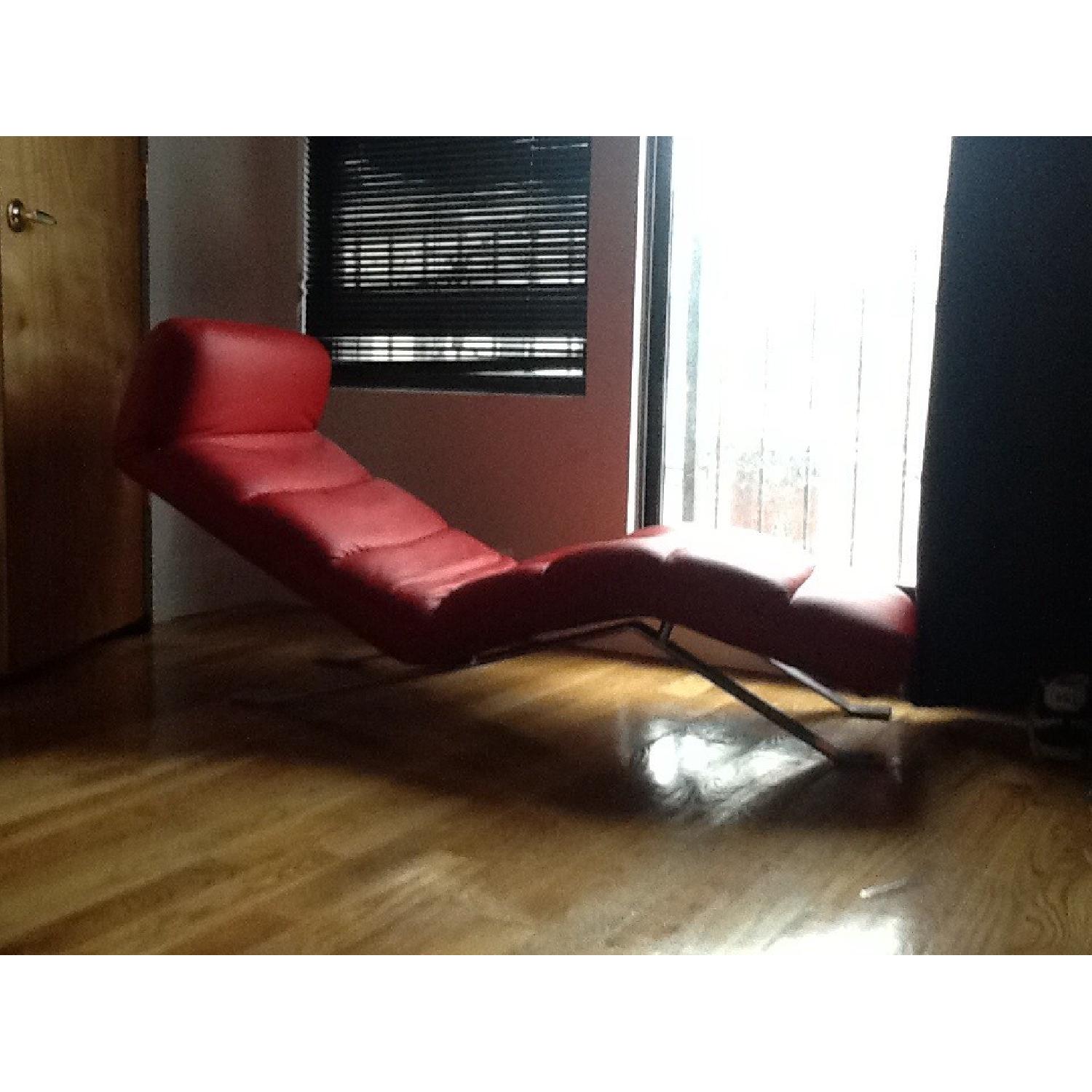 Red Leather Lounge Chair - image-2