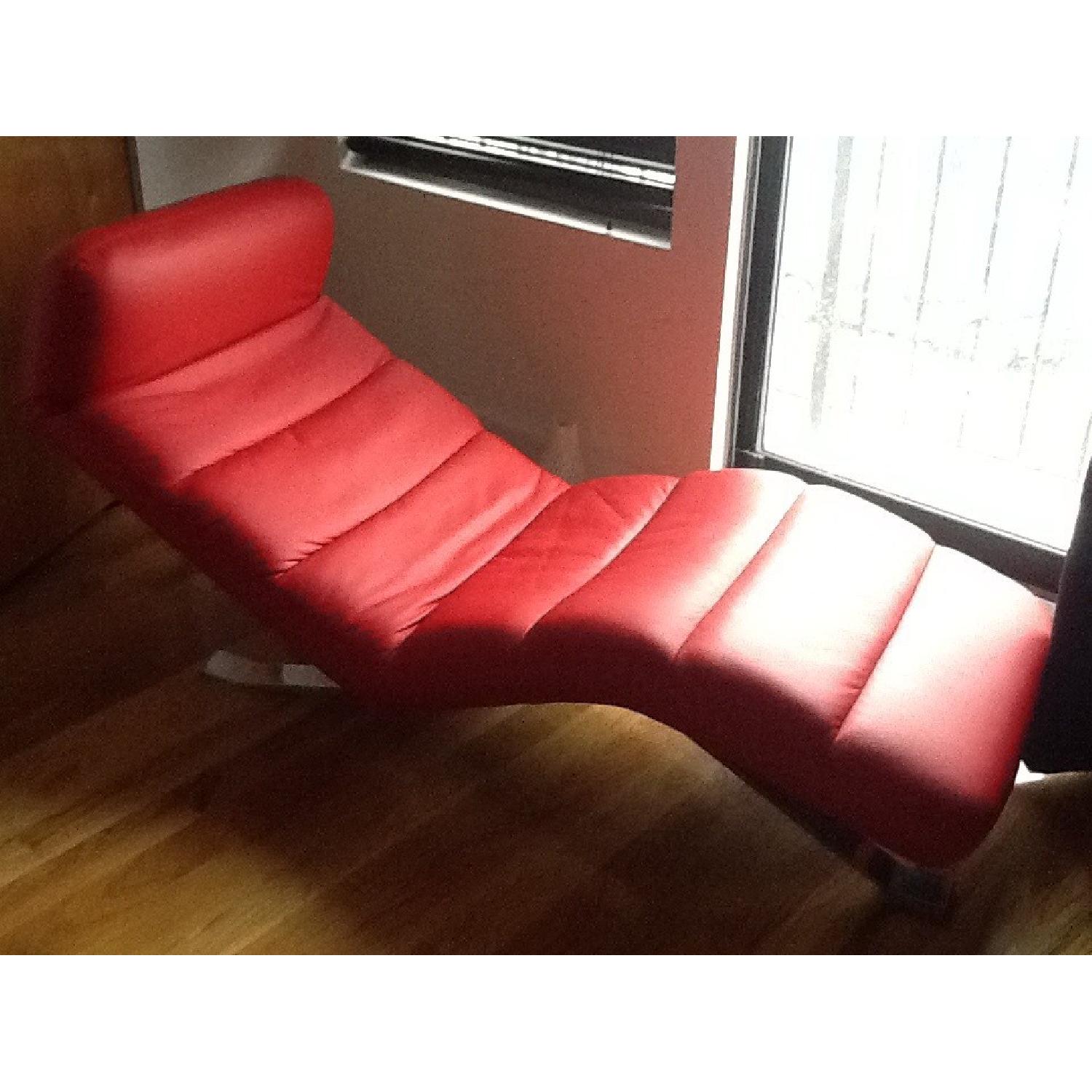 Red Leather Lounge Chair - image-5