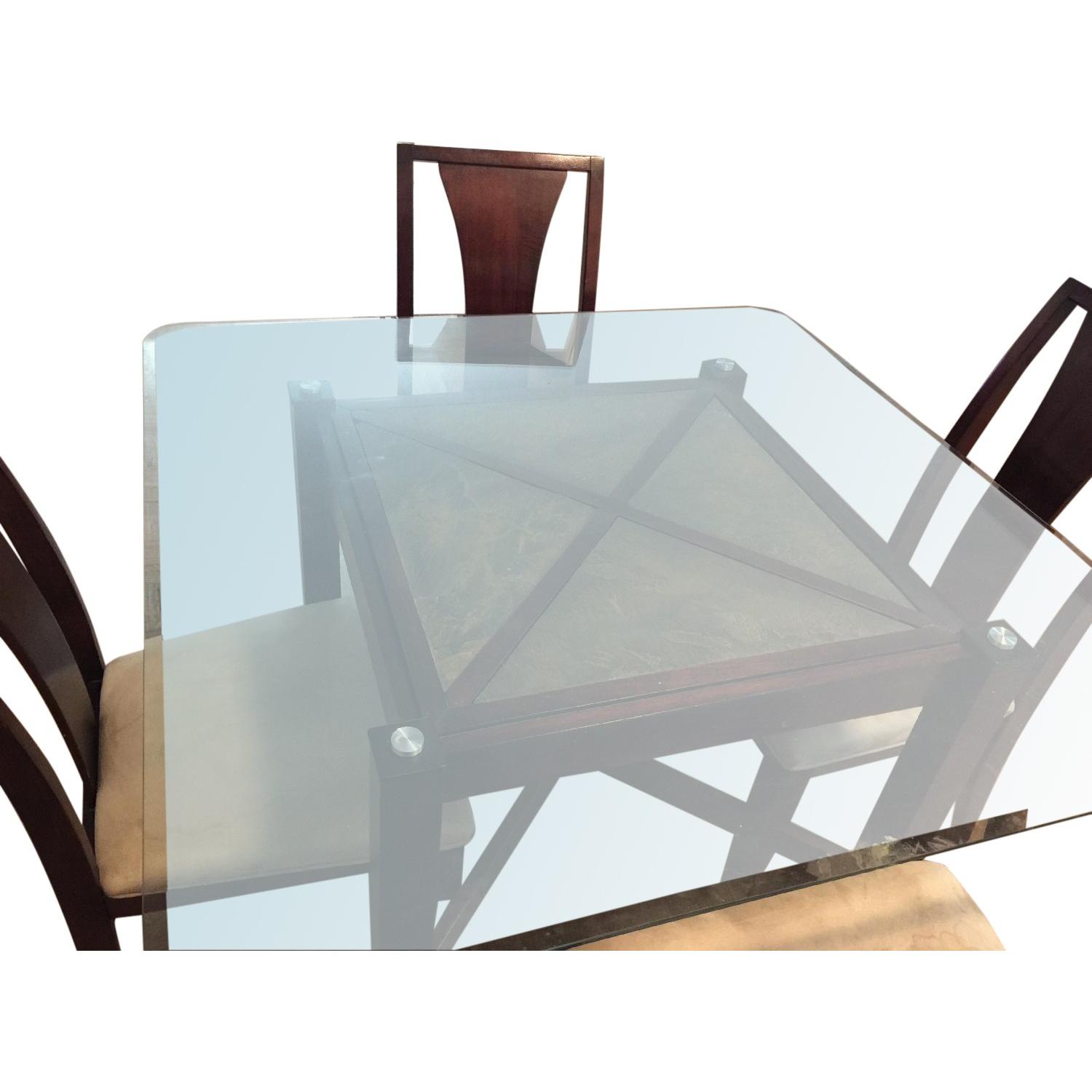 Raymour & Flanigan Glass Top Square Dining Table AptDeco