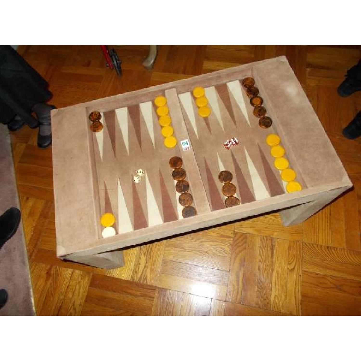 Custom Made Suede Backgammon Table - image-3
