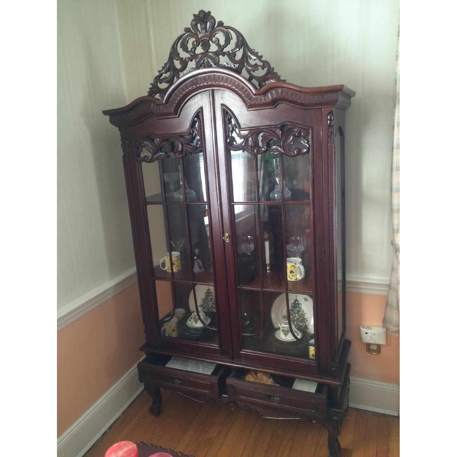 Italian Extendable Dining Table w/ 8 Chairs + Sideboard + China Cabinet - image-3