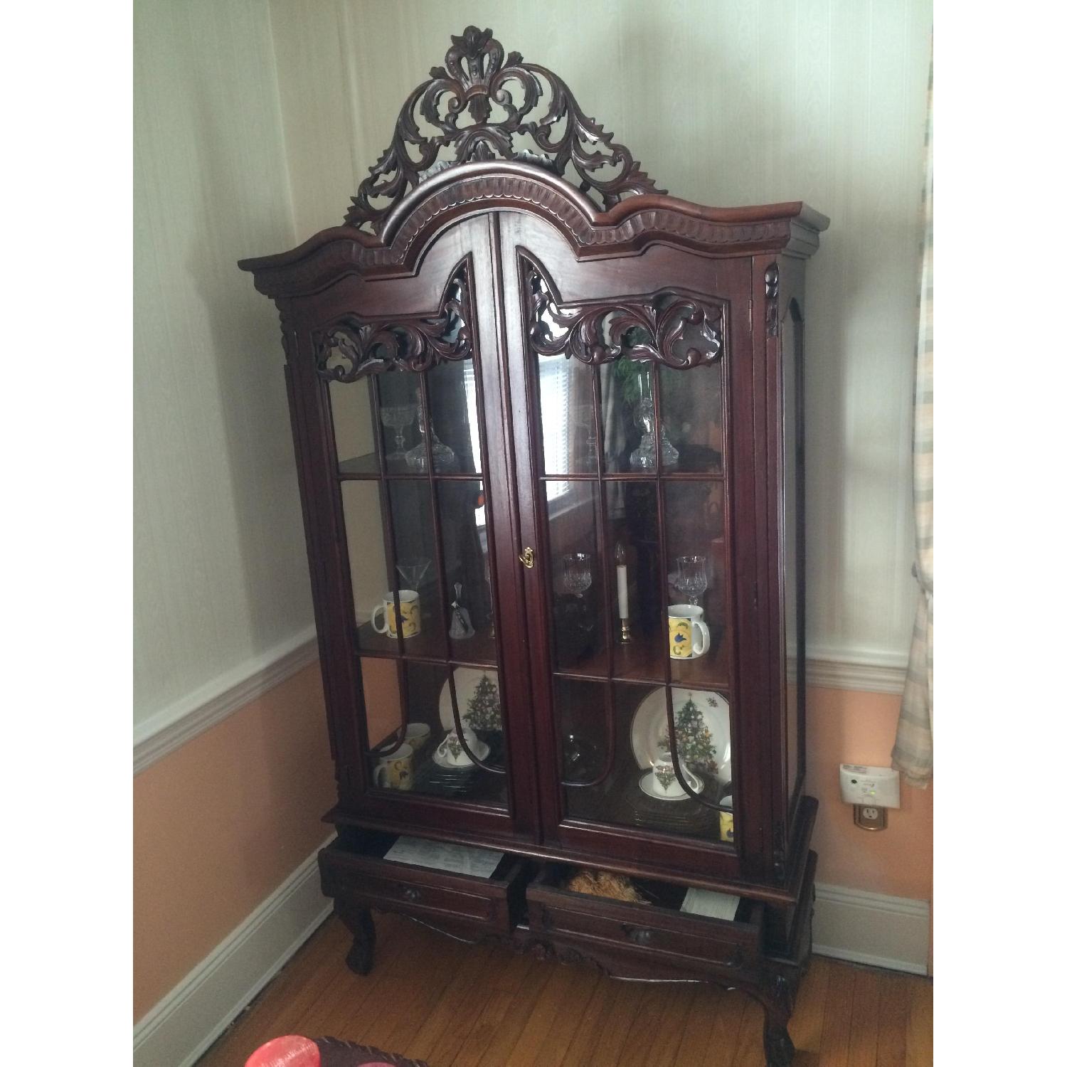 Italian Extendable Dining Table w/ 8 Chairs + Sideboard + China Cabinet - image-5