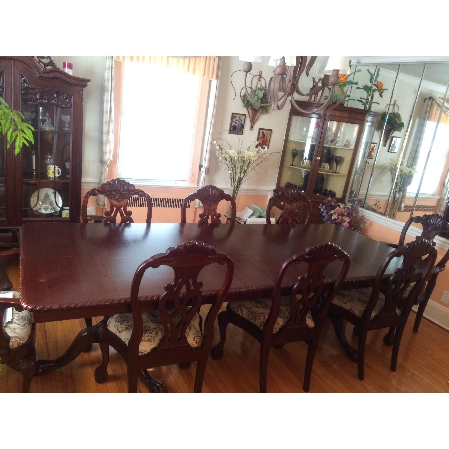 Italian Extendable Dining Table w/ 8 Chairs + Sideboard + China Cabinet - image-6