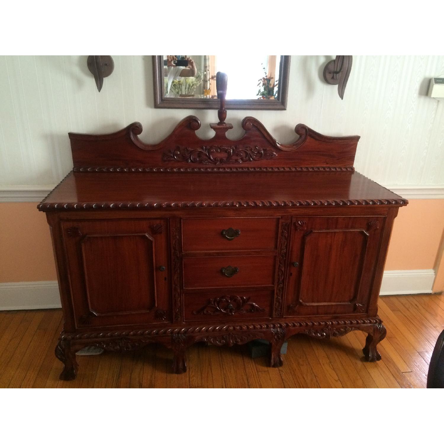 Italian Extendable Dining Table w/ 8 Chairs + Sideboard + China Cabinet - image-10