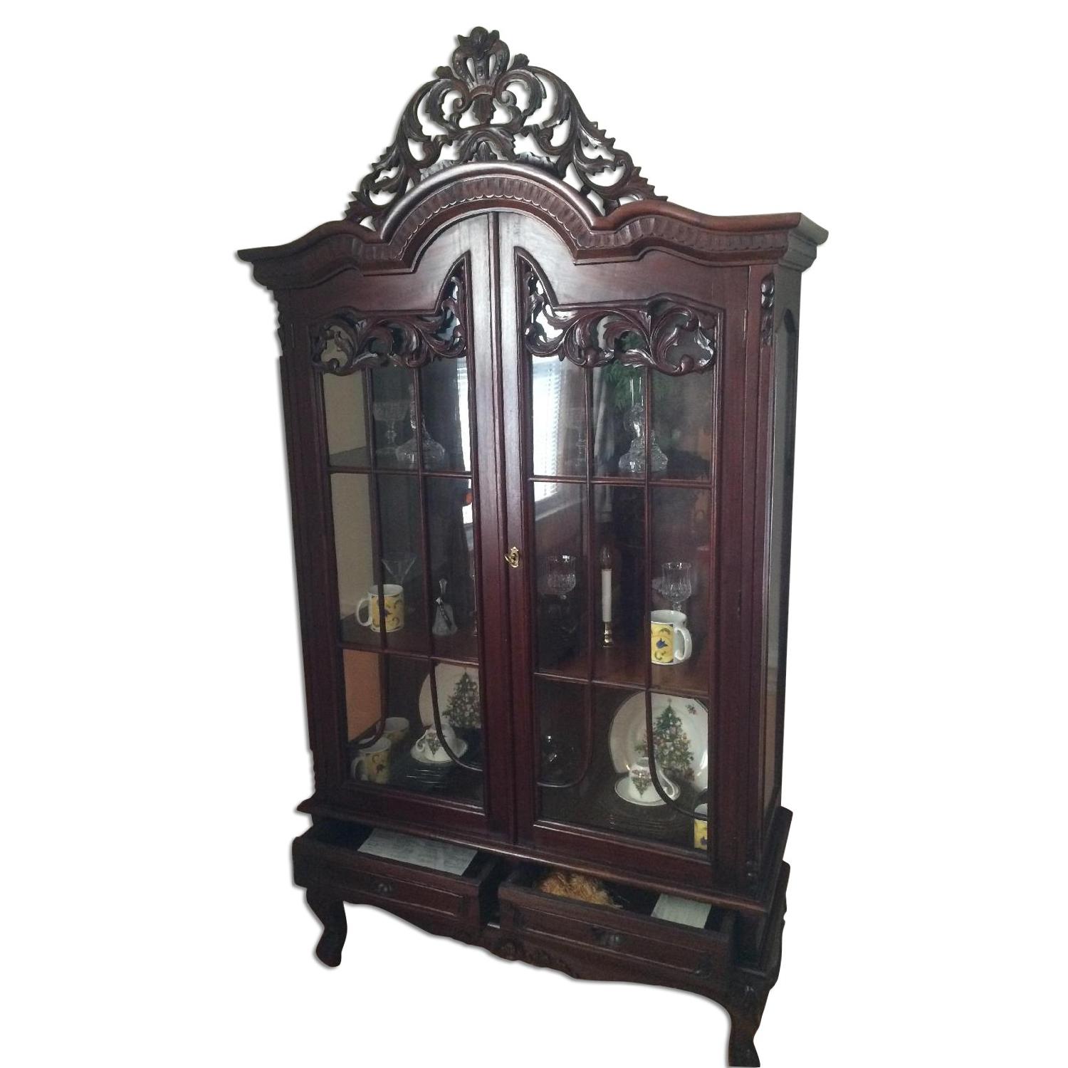 Italian Extendable Dining Table w/ 8 Chairs + Sideboard + China Cabinet - image-11