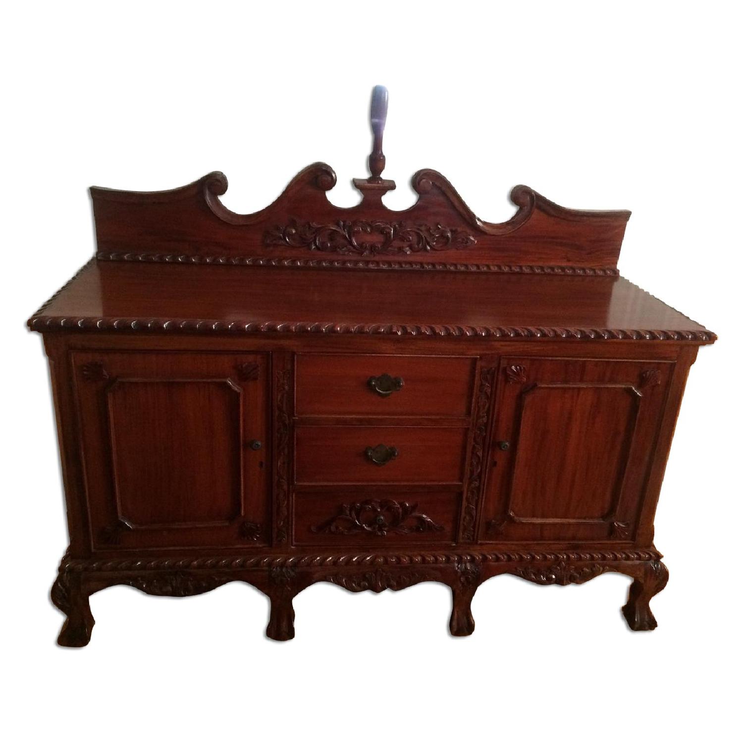 Italian Extendable Dining Table w/ 8 Chairs + Sideboard + China Cabinet - image-12