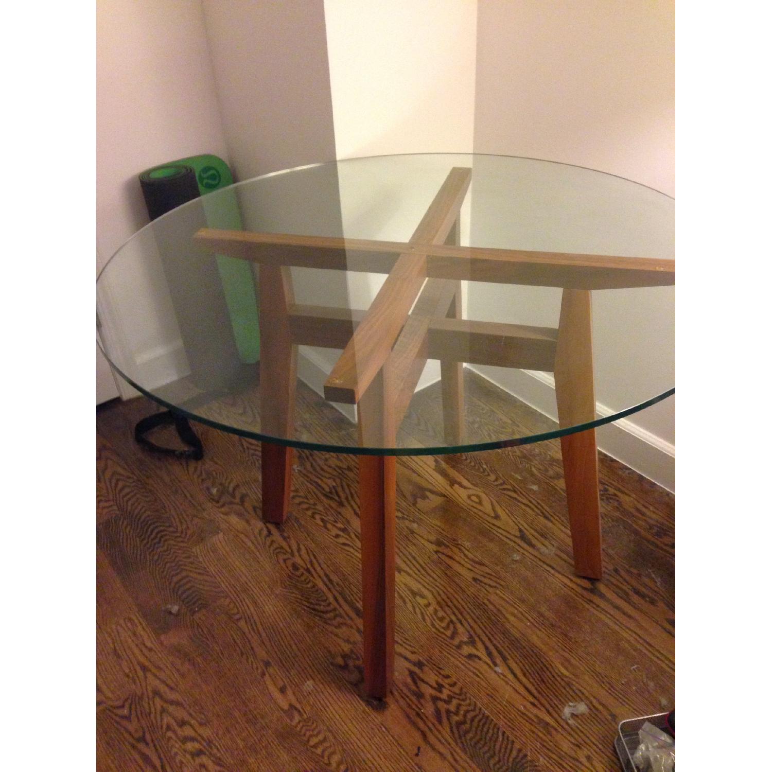 Room & Board Glass Top/Wooden Base Dining Table - image-1