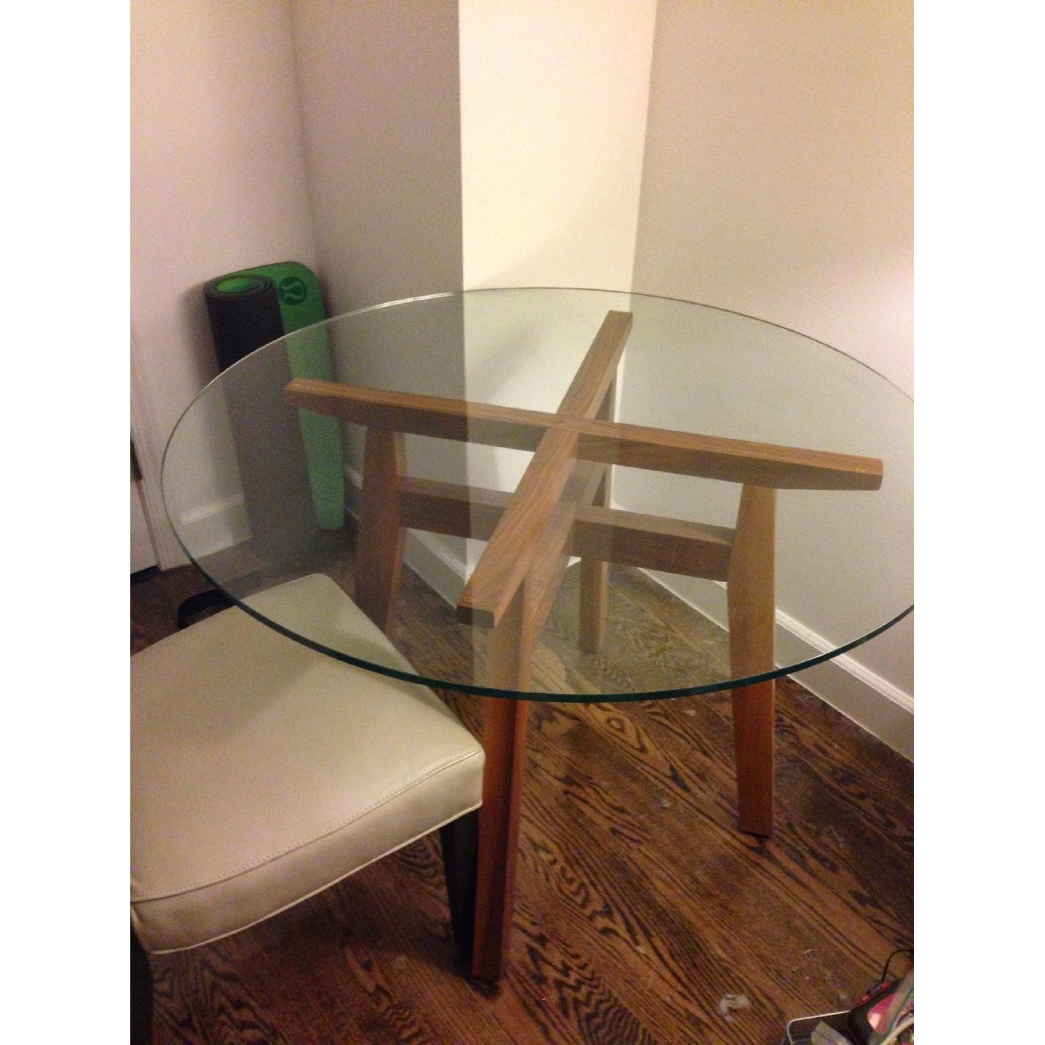 Room & Board Glass Top/Wooden Base Dining Table - image-2