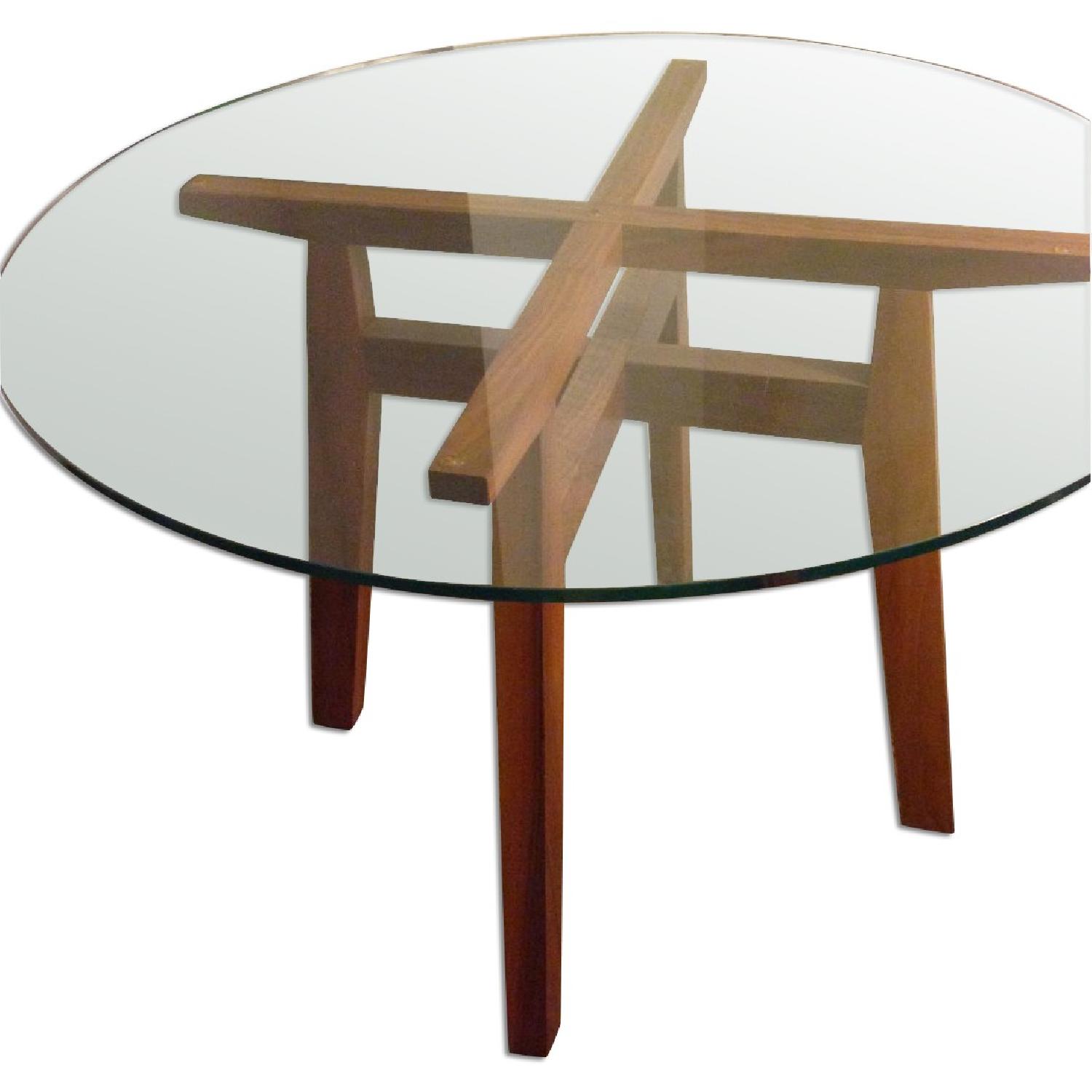 Room & Board Glass Top/Wooden Base Dining Table - image-0