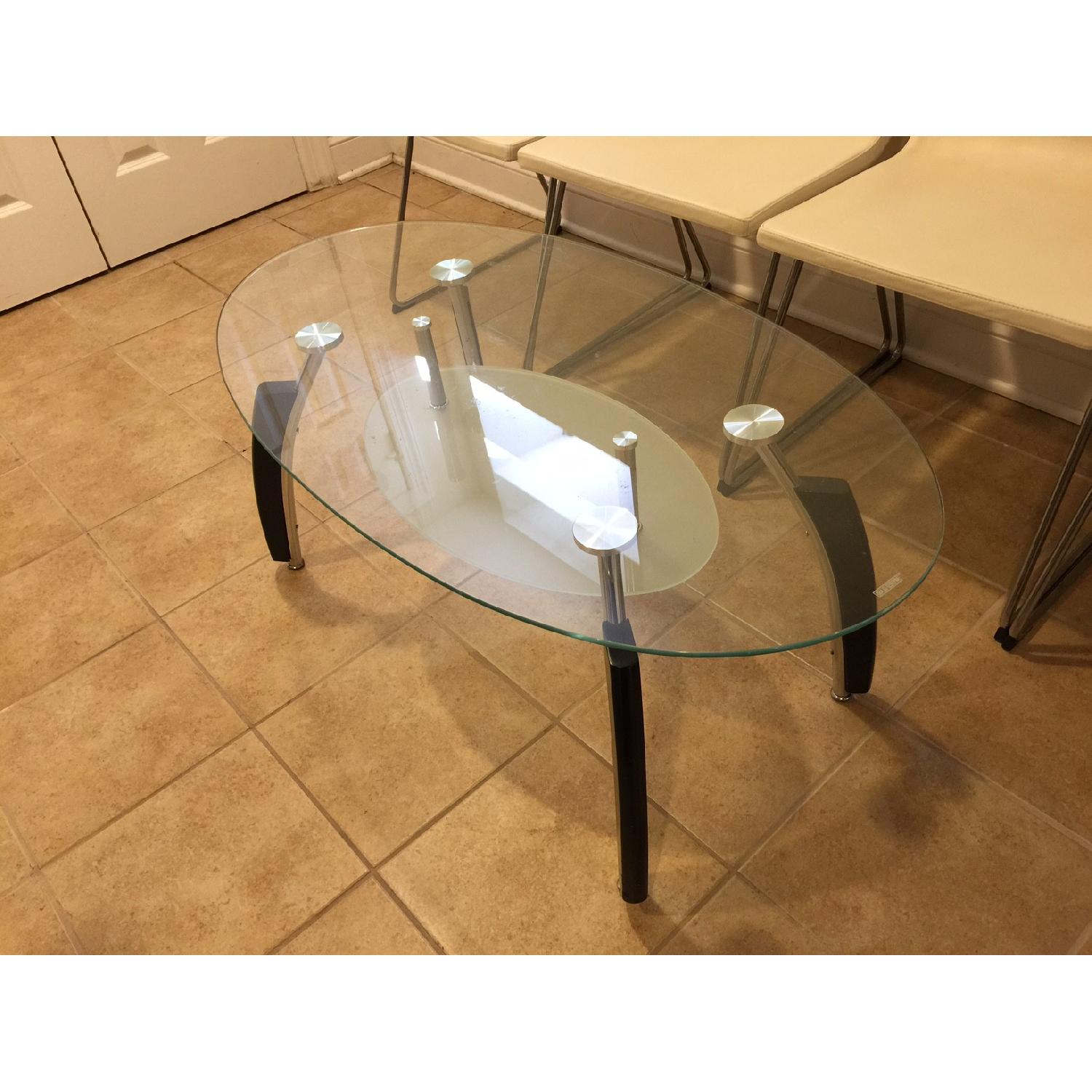 Raymour & Flanigan Glass Coffee Table AptDeco