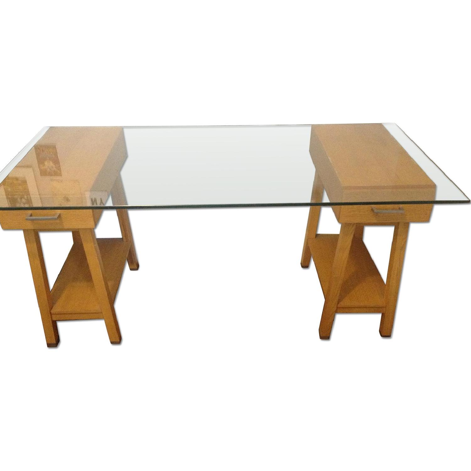 Glass Top Desk AptDeco