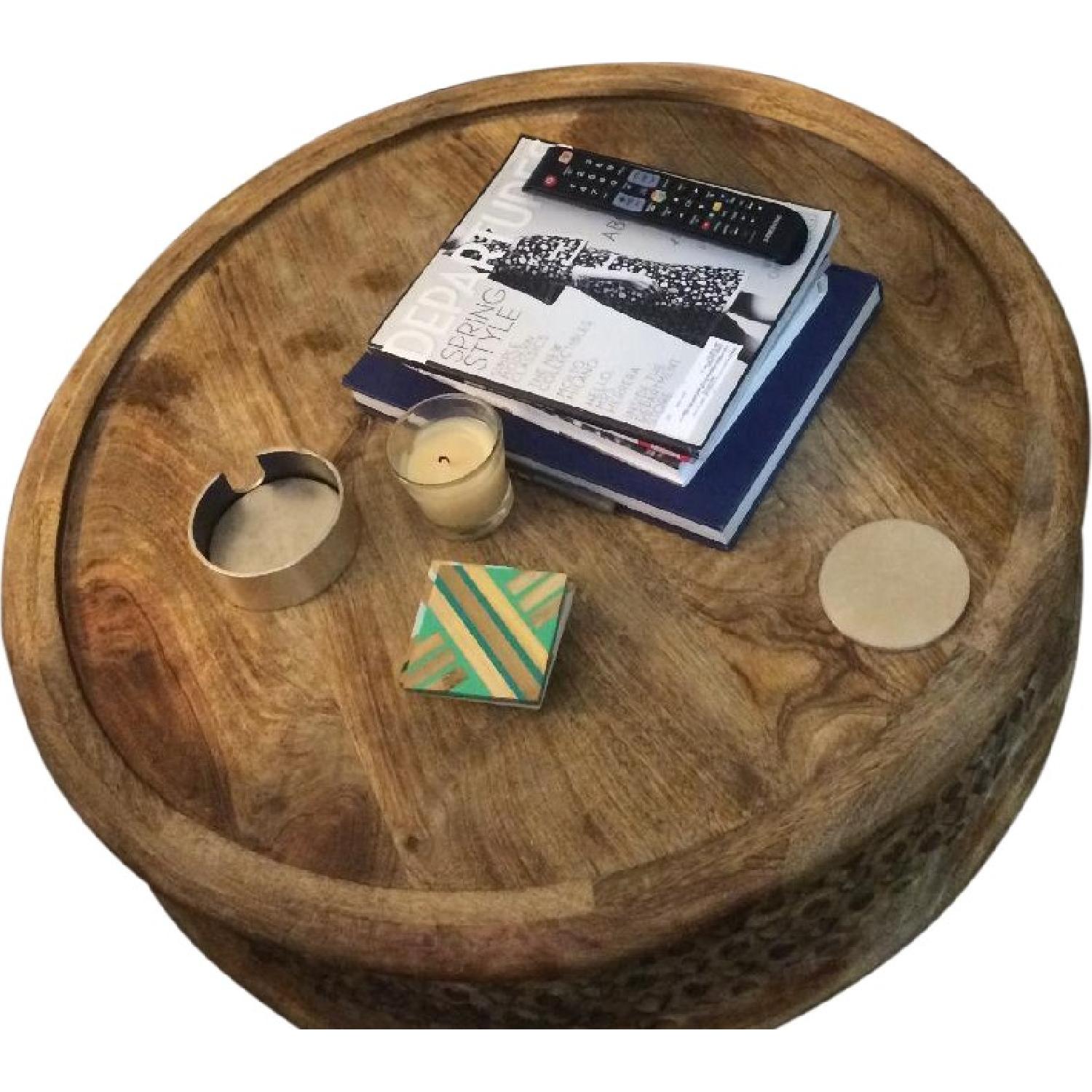 West Elm Carved Wood Coffee Table AptDeco