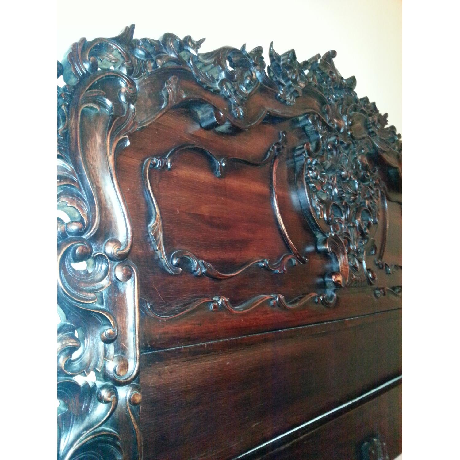 Fabulous & Baroque French Rococo Hand-Carved Mahogany Bed - image-3
