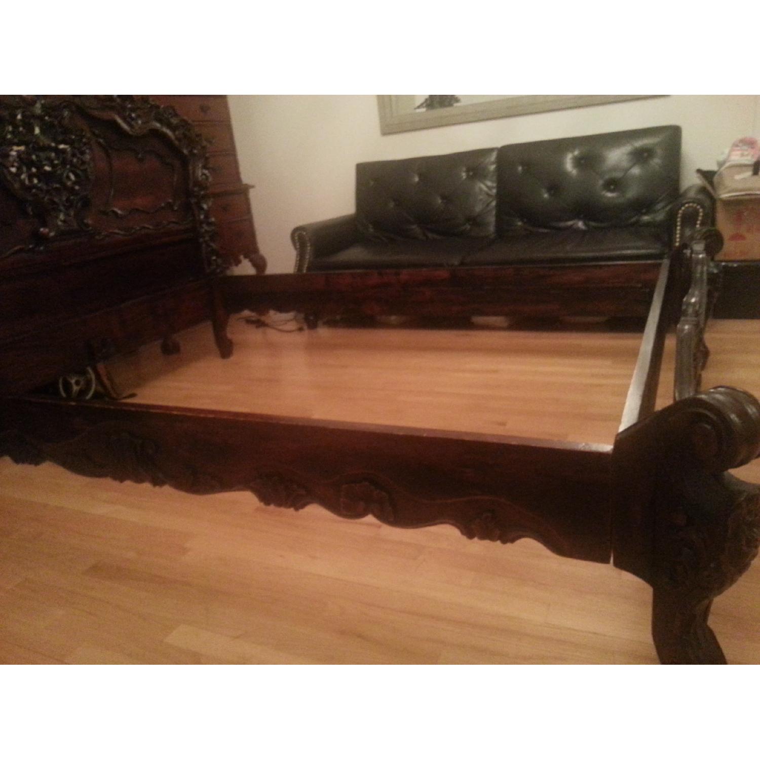Fabulous & Baroque French Rococo Hand-Carved Mahogany Bed - image-15