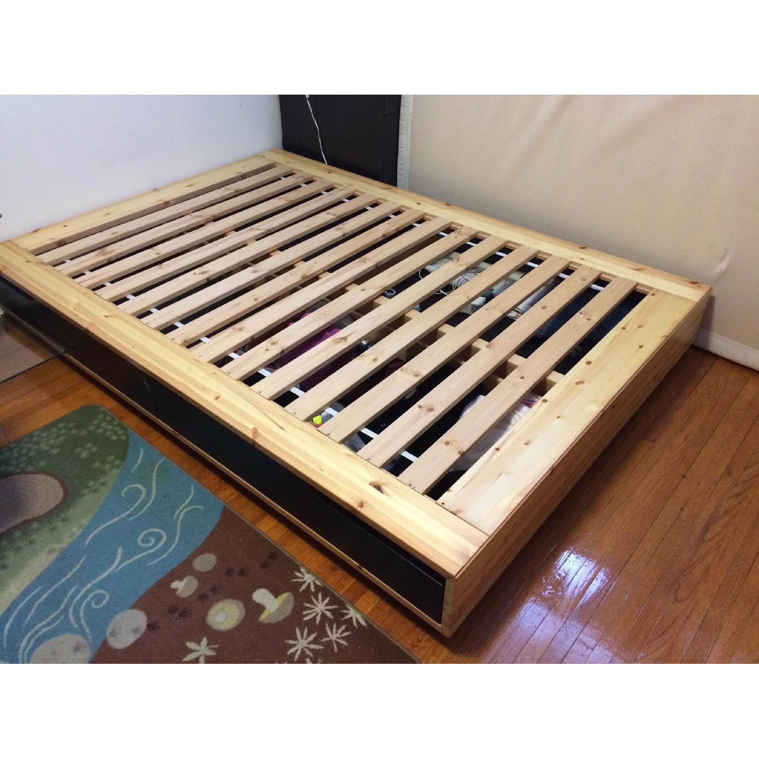 Ikea Mandal Birch Black Full Size Bed Frame w/ Storage - image-2
