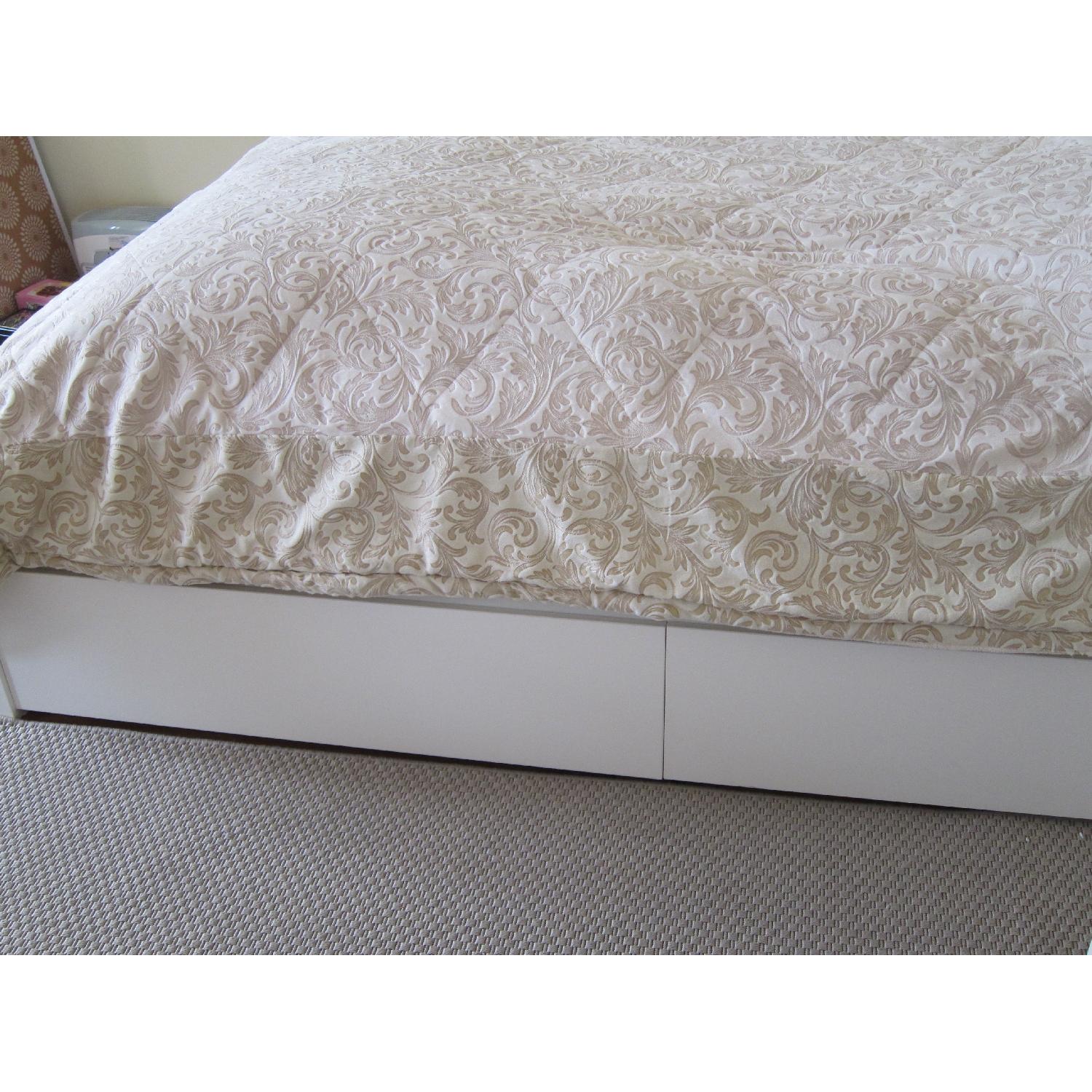 Ikea Queen Size Bed Frame w/ Storage Boxes - image-2