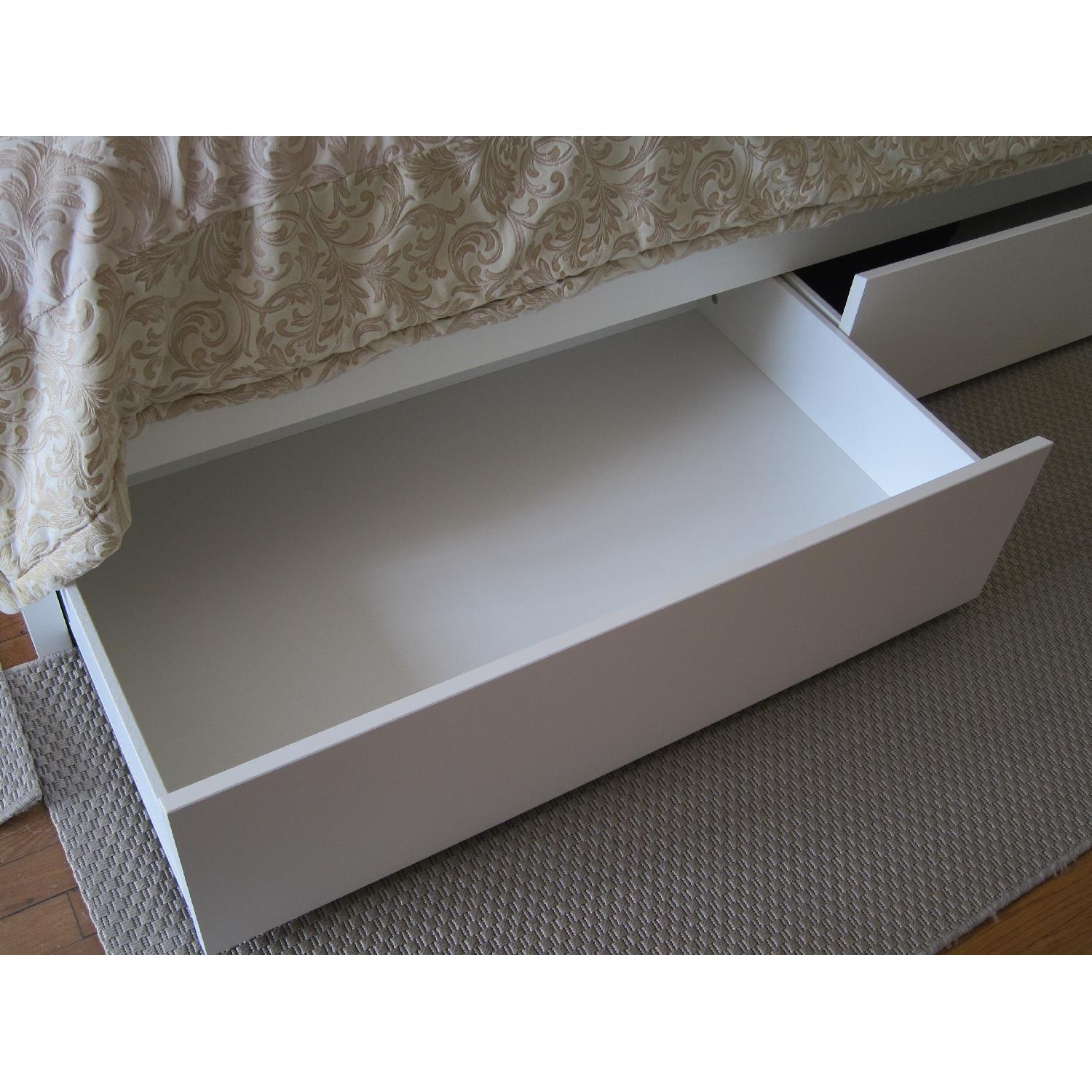 Ikea Queen Size Bed Frame w/ Storage Boxes AptDeco