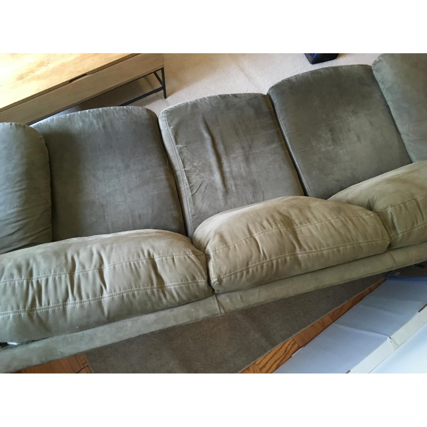 Ashley S Sage Green Microfiber Couch Aptdeco