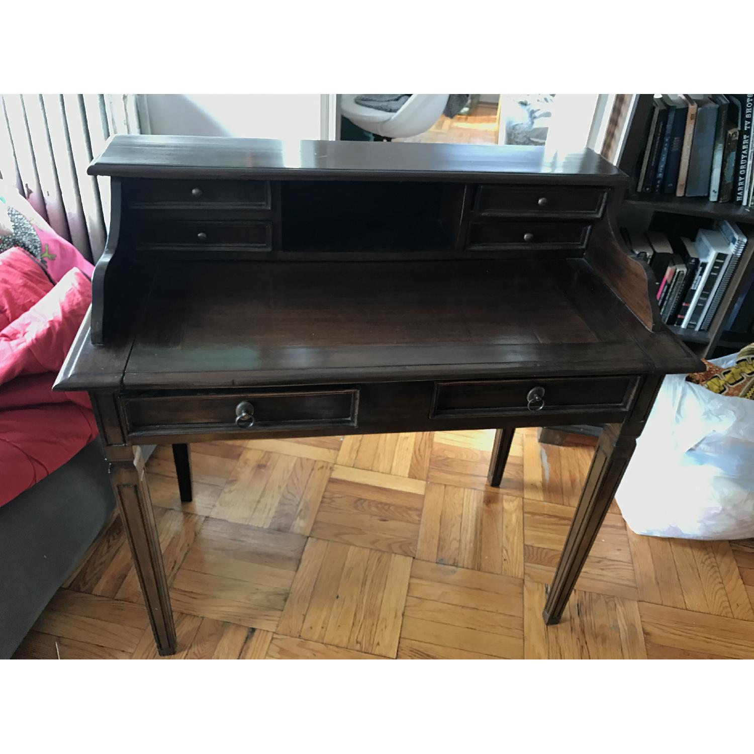 Antique Dark Wood Desk - image-1
