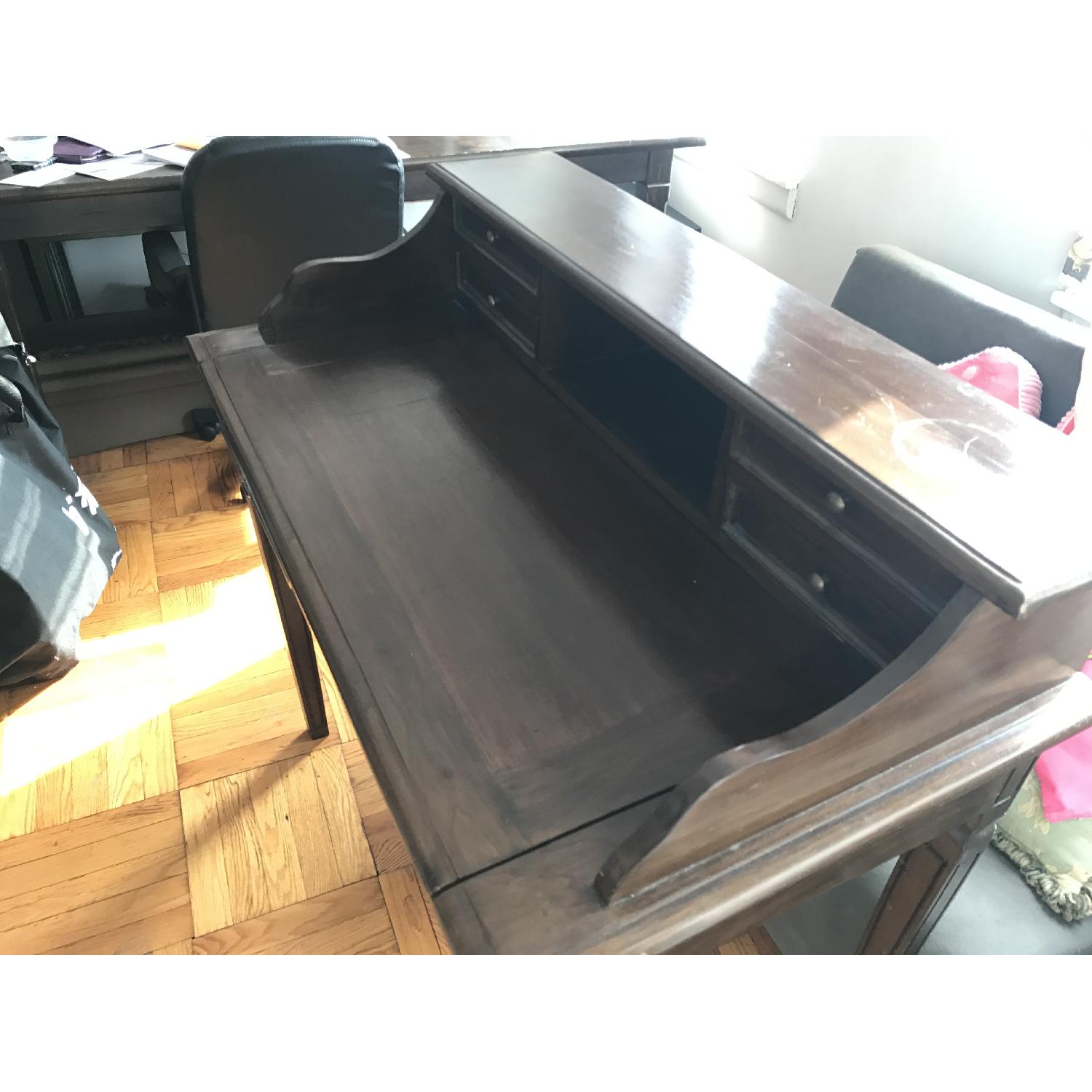Antique Dark Wood Desk - image-2