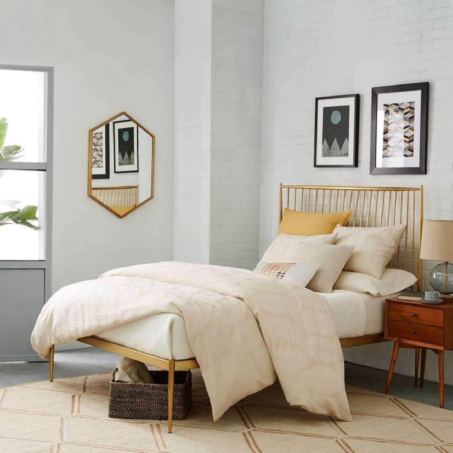 West Elm Stella Brass Metal Queen Bed Frame - image-5