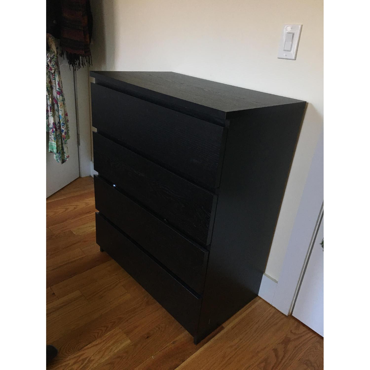 Ikea Malm 4 Drawer Dresser in Black Wood Veneer AptDeco